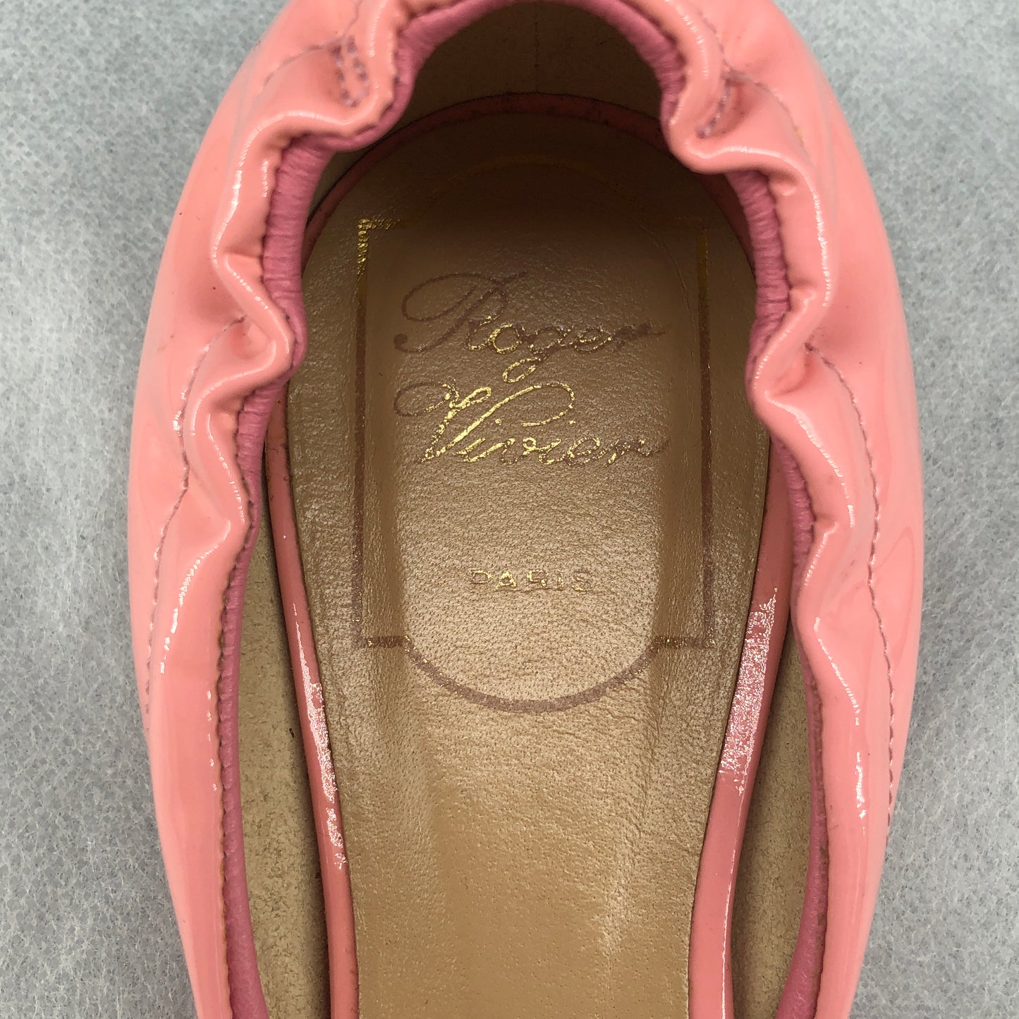 Roger Vivier Blush Pink Patent Leather Square Buckle Flat Shoes 37