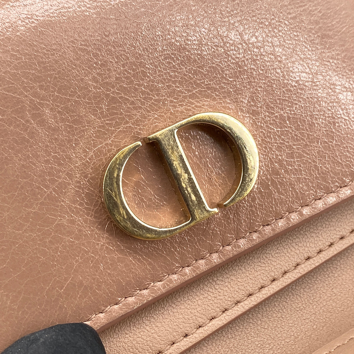 Christian Dior Short Wallet Nude Leather