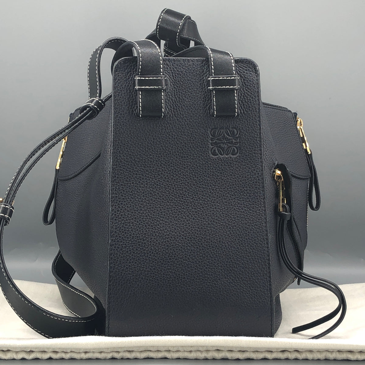 Loewe  Dark Blue Hammock Grained Leather Shoulder Bag