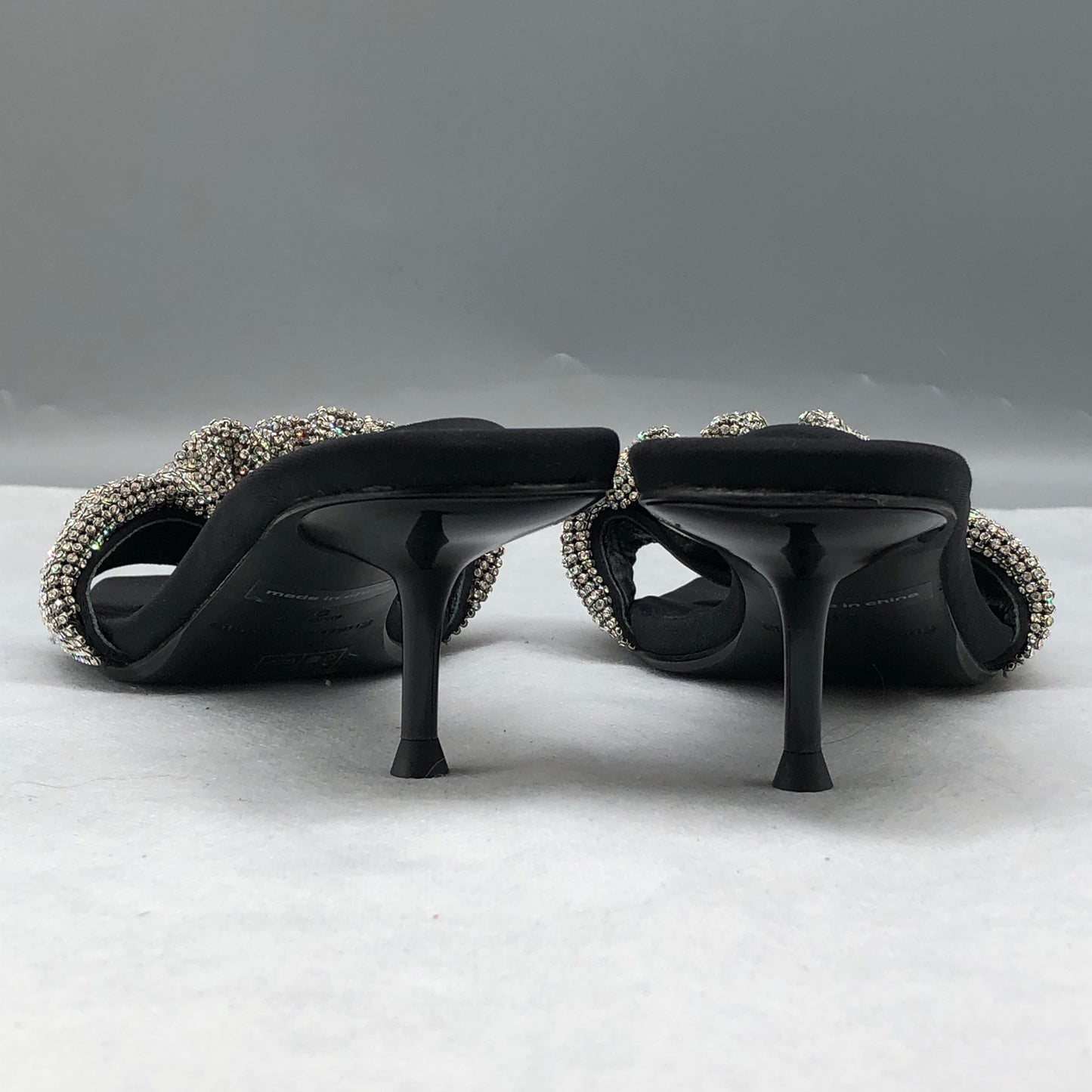Alexander Wang Black Crystal Ruched Strap Mule Sandals Size 36