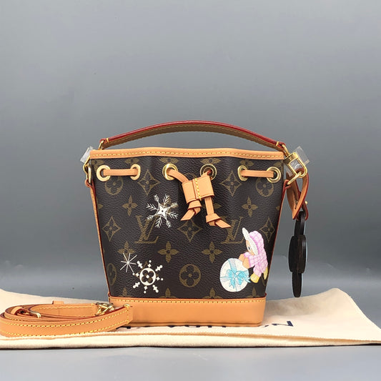 Louis Vuitton Nano Noé Limited  Edition Vivienne Xmas Bucket Bag Brown