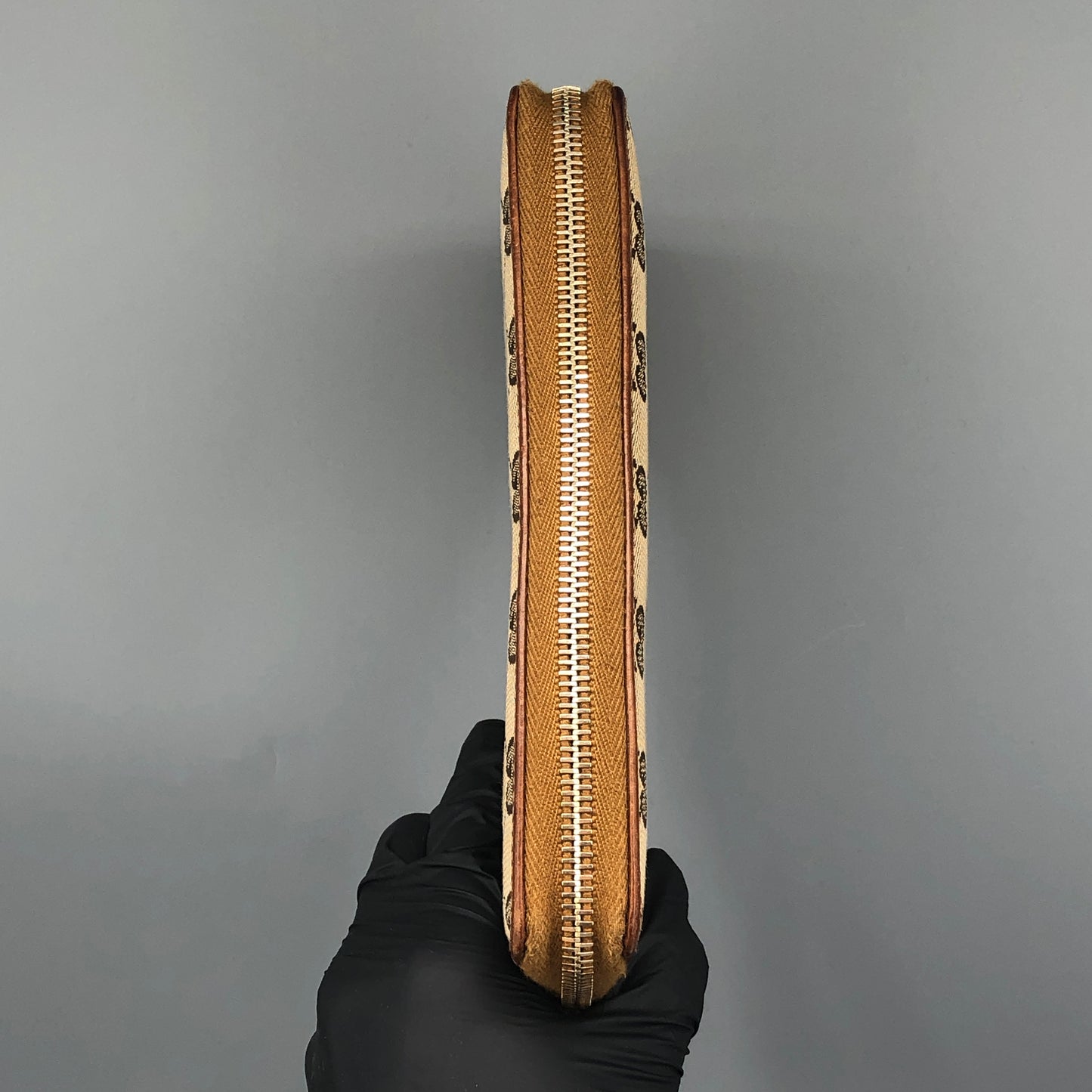 Gucci GG Supreme Zip Around Long Wallet Beige/Caramel
