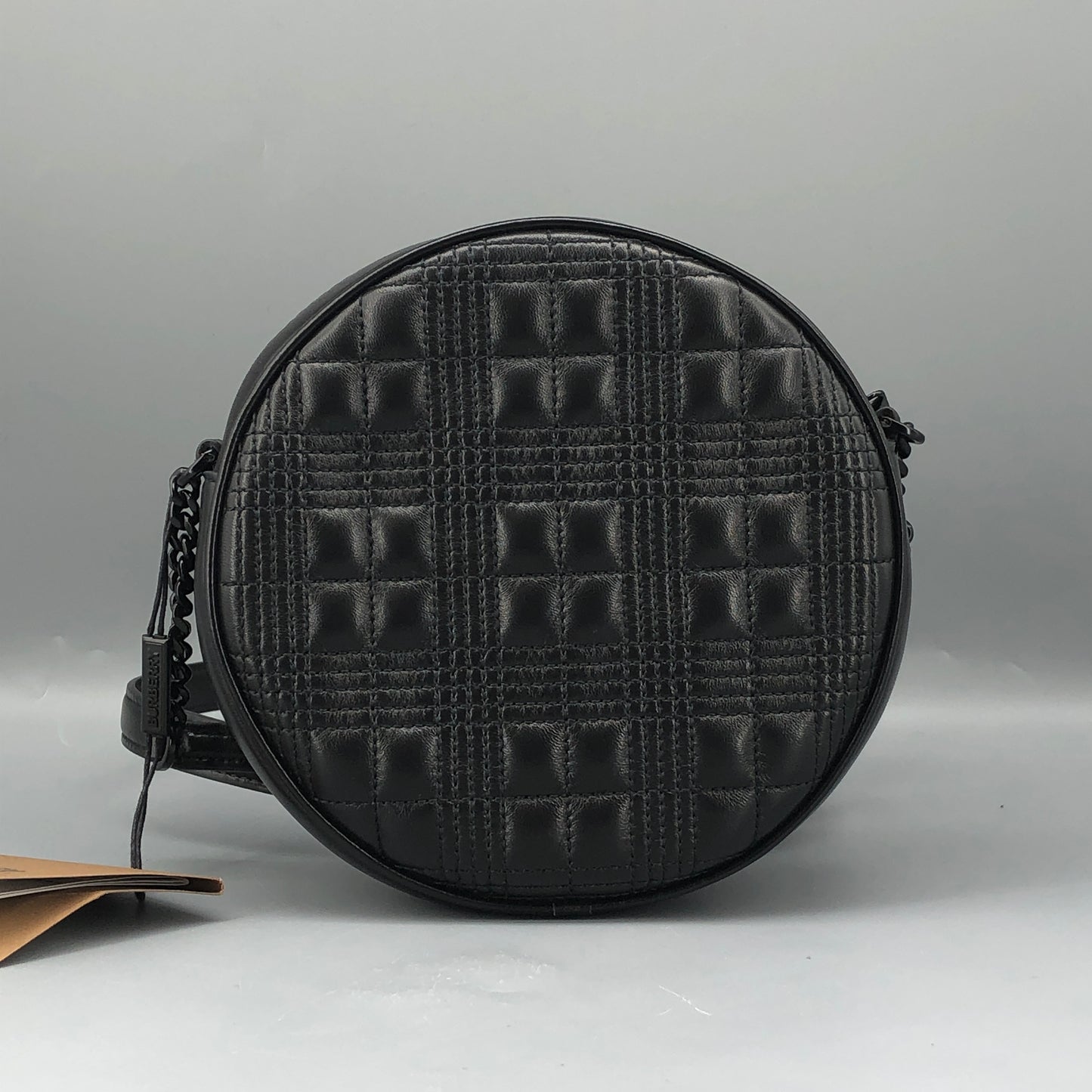 Burberry Quilted TB Leather Round Crossbody Bag Black