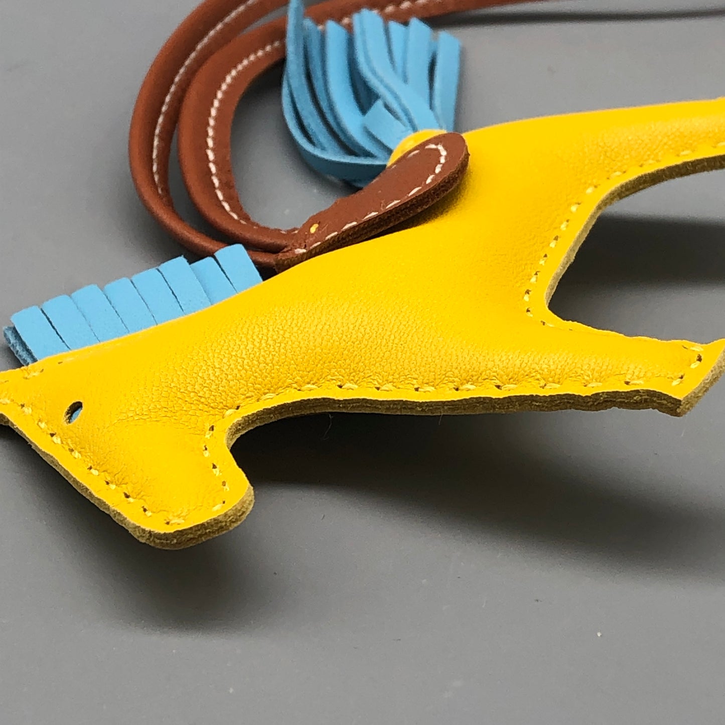 Hermes Rodeo Horse Bag Charm Yellow/Blue