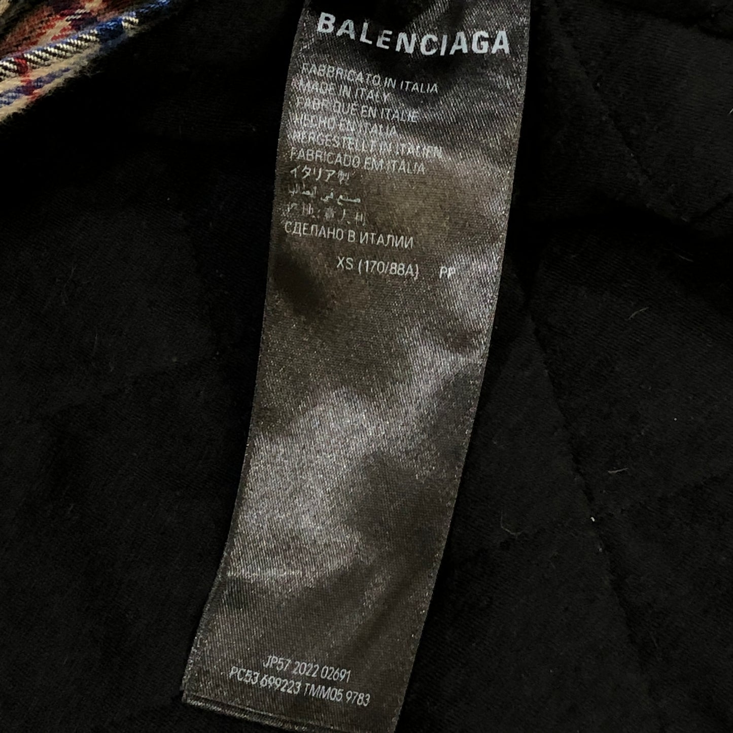 Balenciaga Multi-Color Plaid Hooded Overshirt Size XS