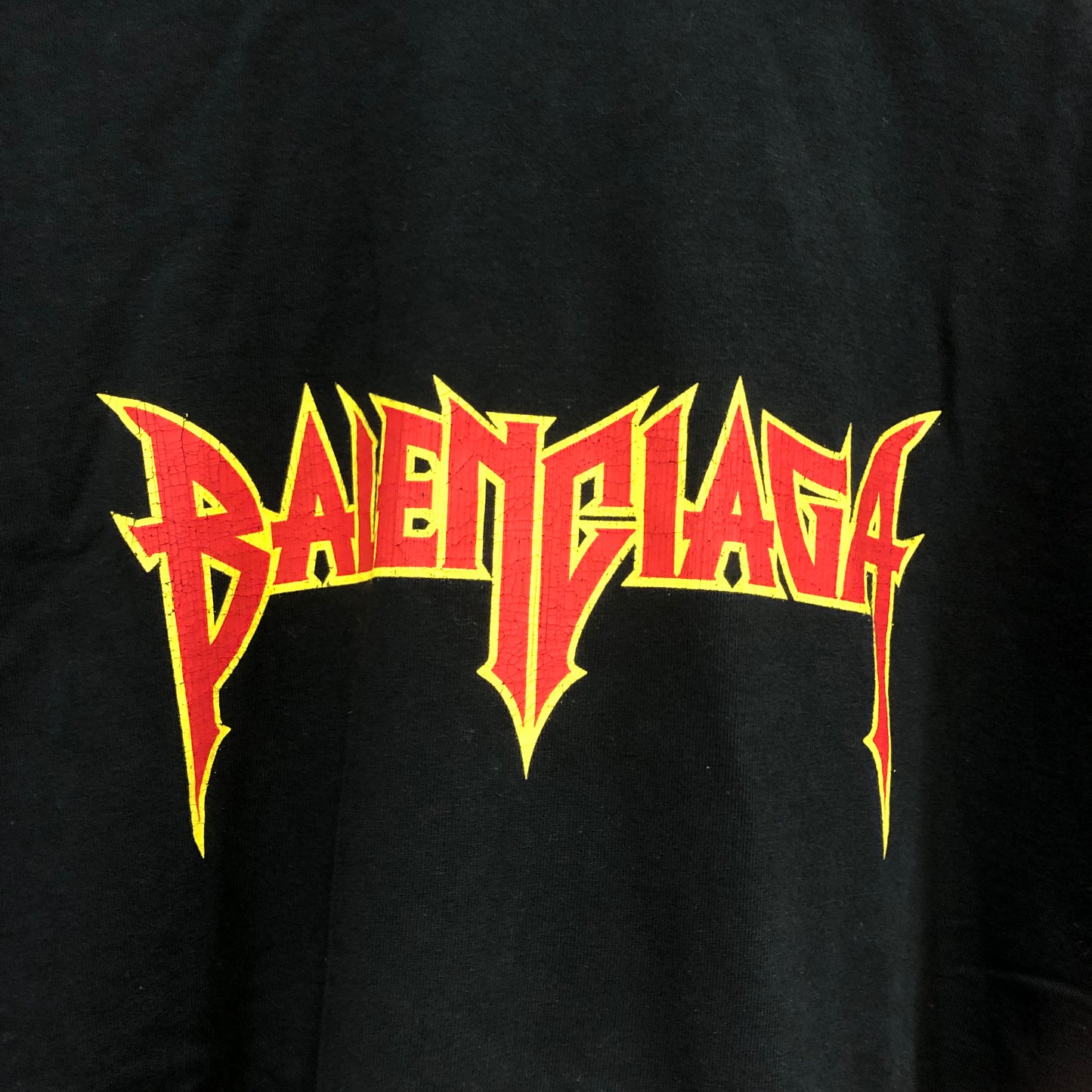 Balenciaga Heavy Metal Logo Distressed T-Shirt L Black