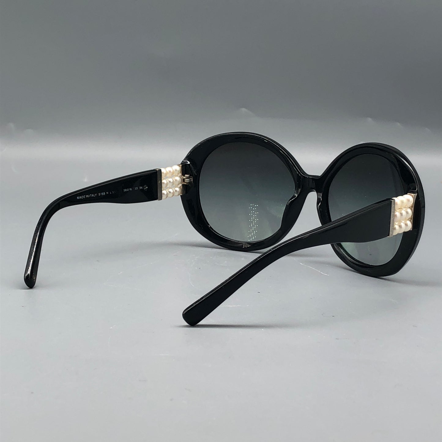 Chanel Round Pearl Detail Sunglasses Black