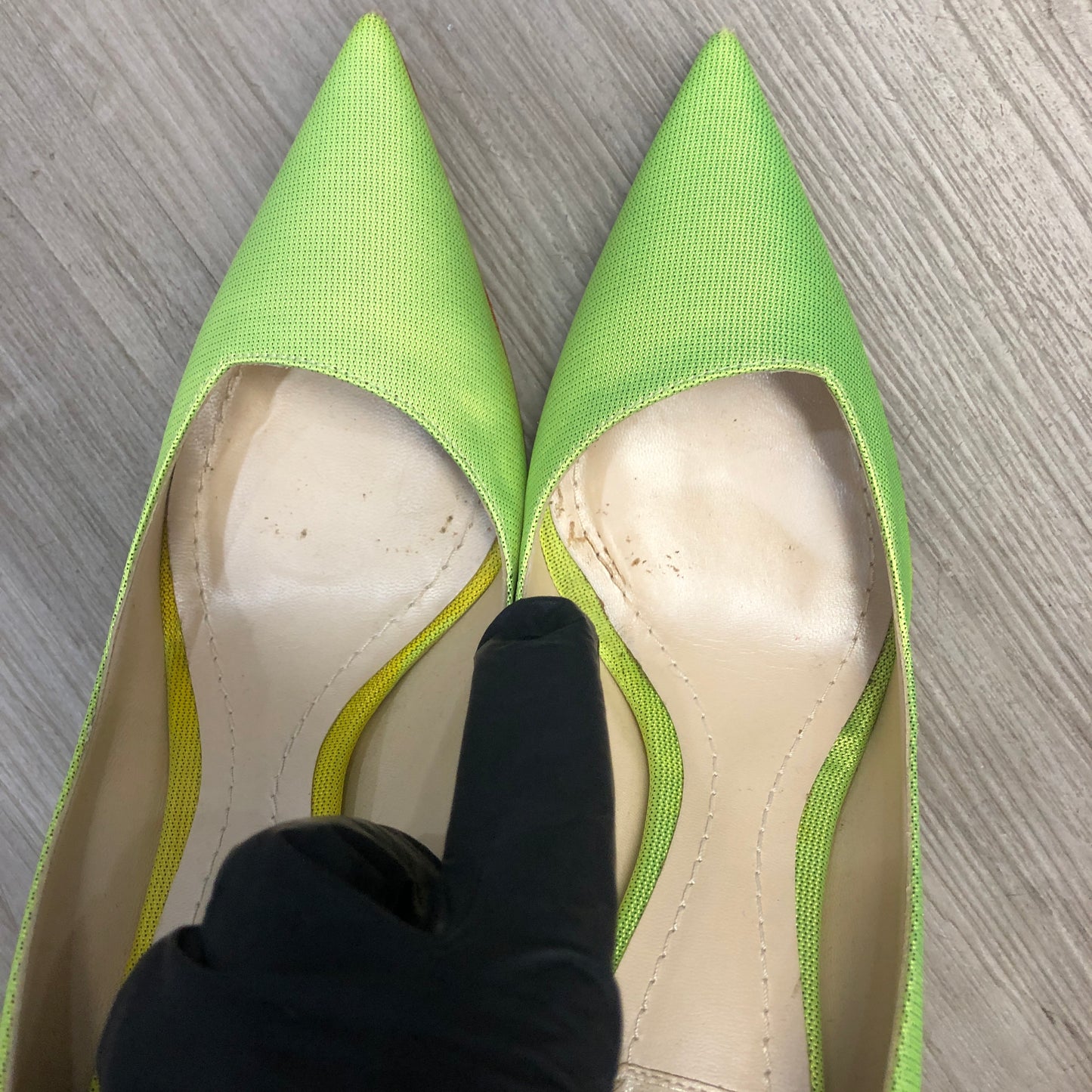 Christian Dior Cannage Pointed Toe Pumps 38 Green