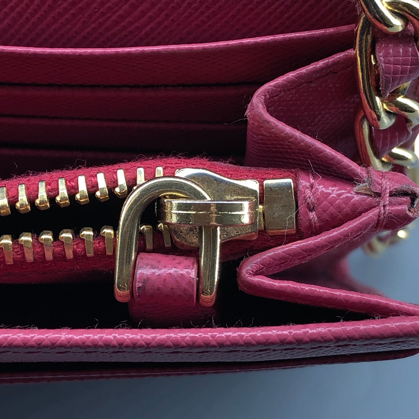 Prada Saffiano Leather WOC Wallet On Chain Hot Pink