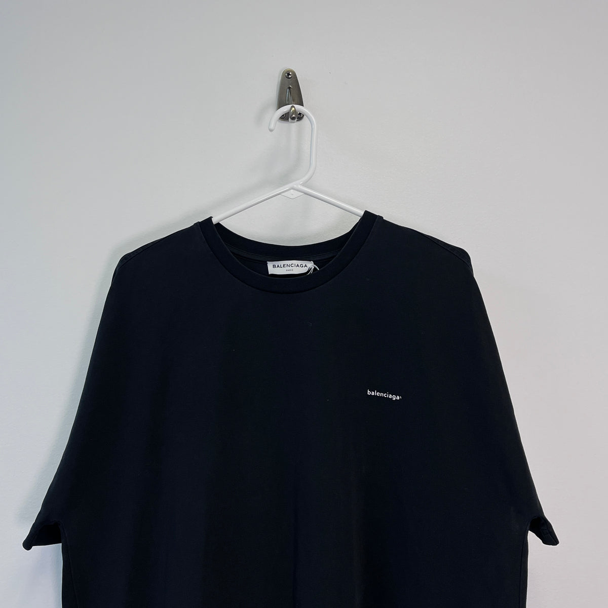 Balenciaga Black Oversized T-Shirt Dress Small Logo Size S