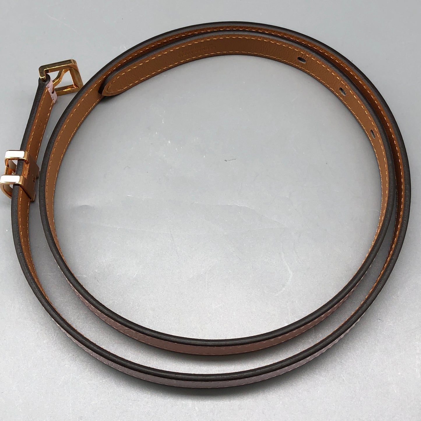Hermes Mauve-Pink Leather Thin Belt 80cm