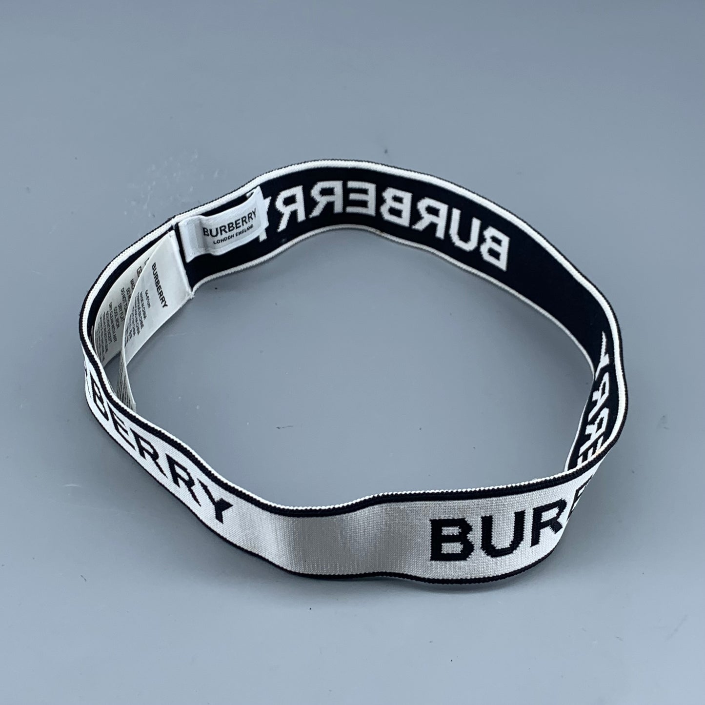 Burberry Logo Elastic Headband Black White