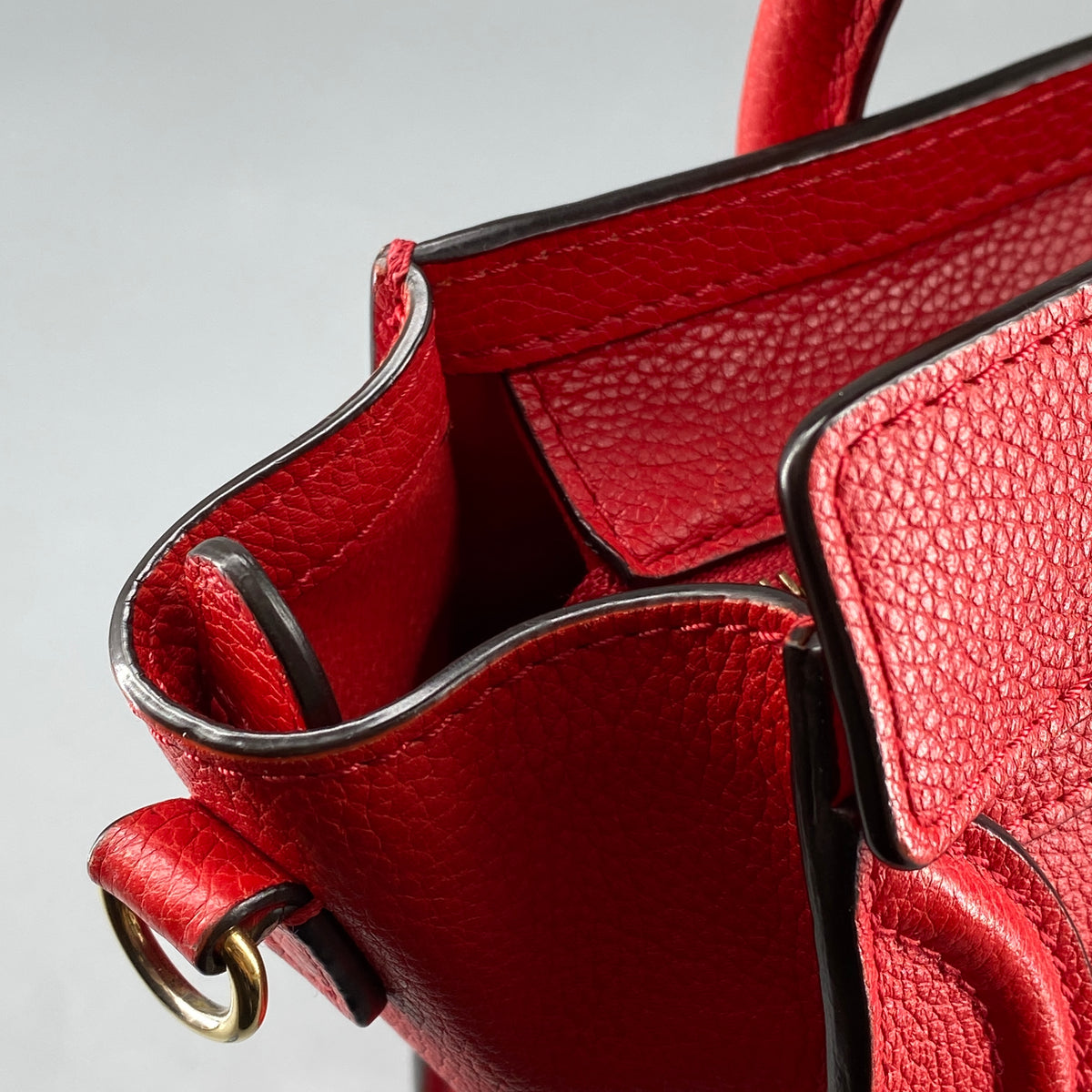 Celine Nano Luggage Red Leather Tote Bag