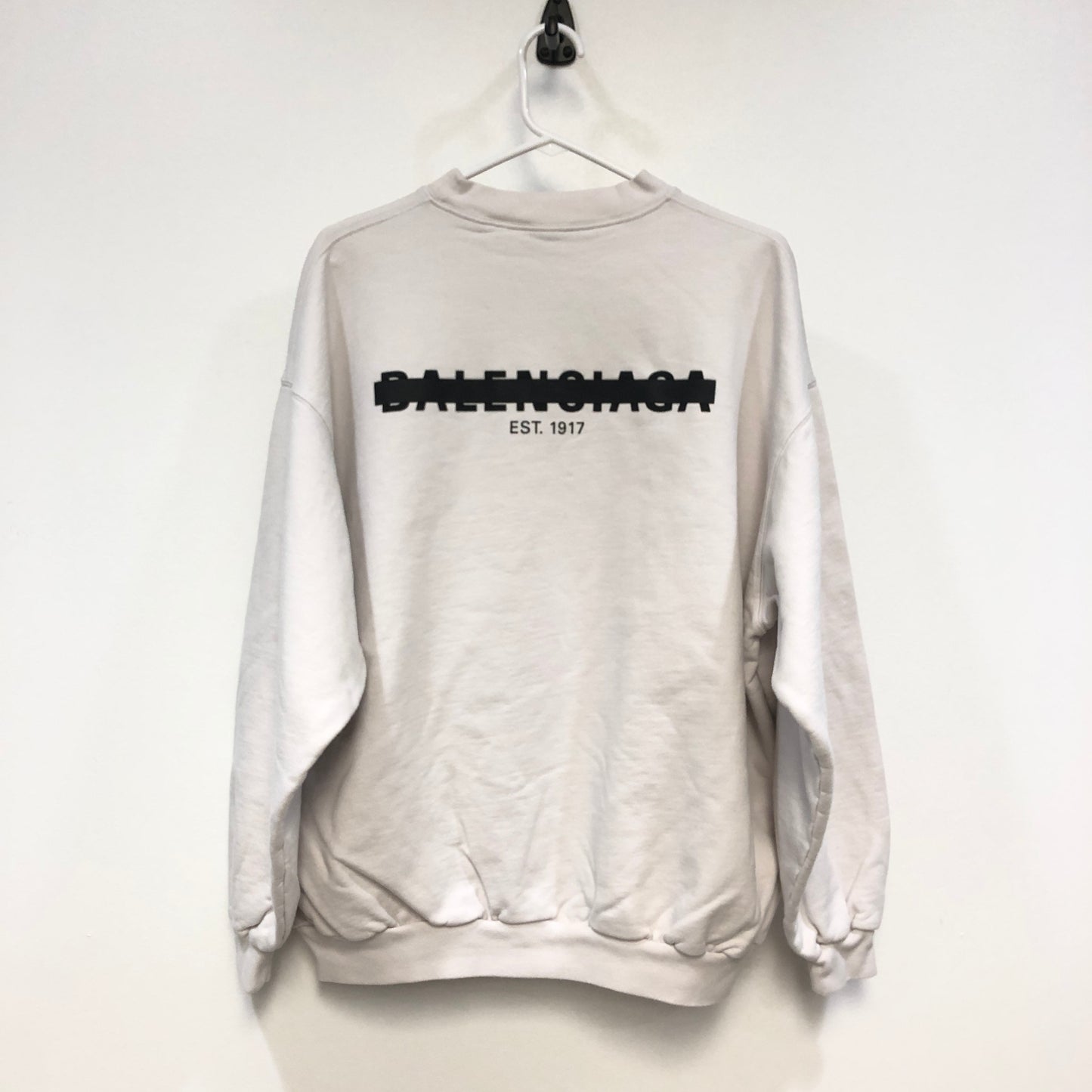 Balenciaga Logo Print Crew Neck Sweatshirt Size 2 White P2P 28 Inches