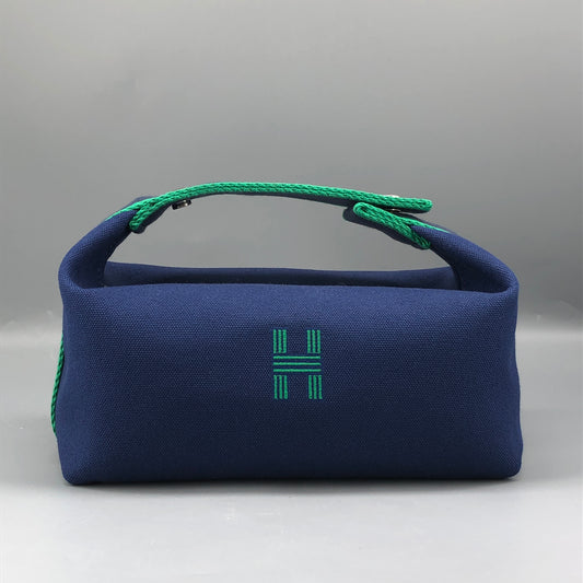 Hermes Blue/Green Cotton Canvas Small Bride-A-Brac Case