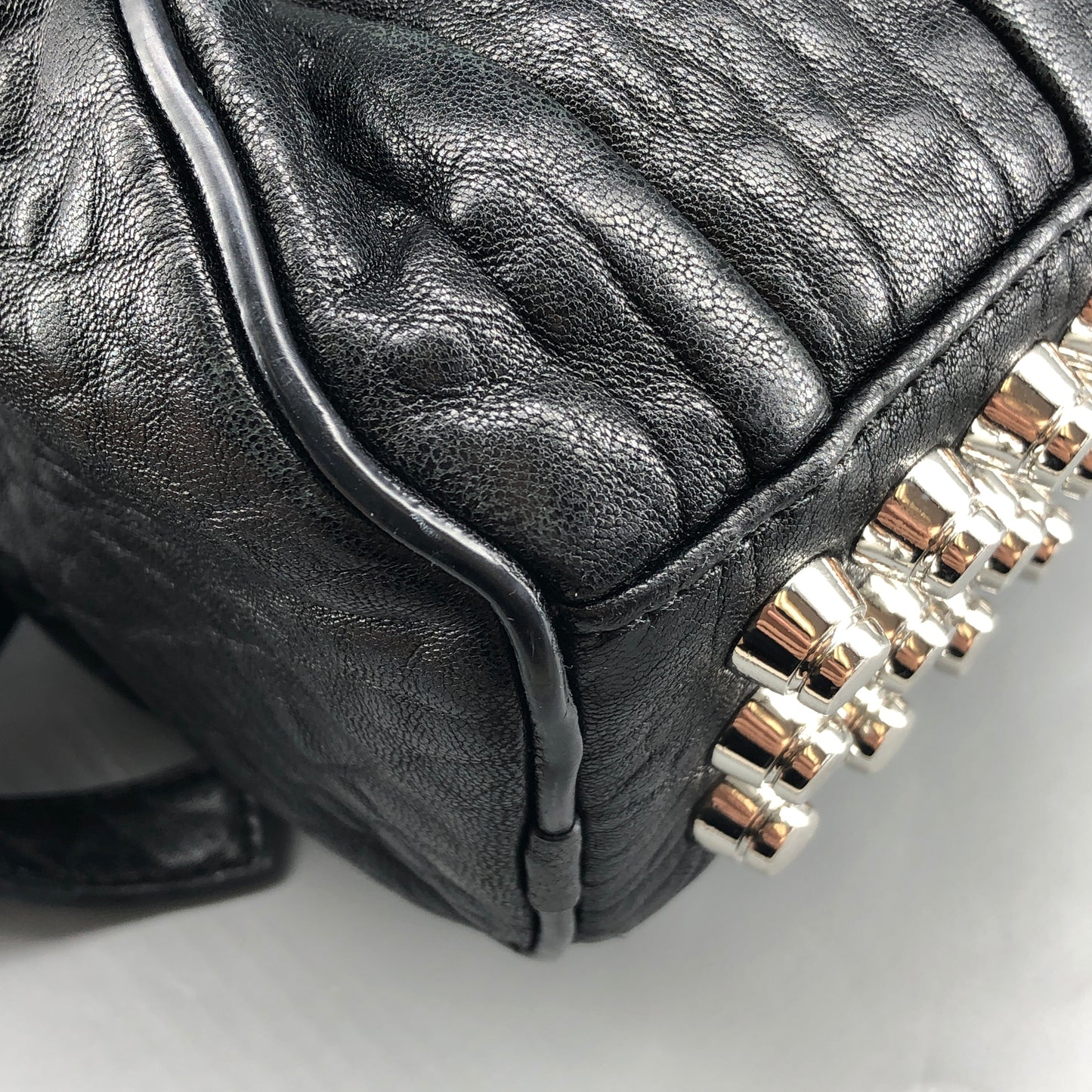 Alexander Wang Ruched Leather Studded Boston Bag Black