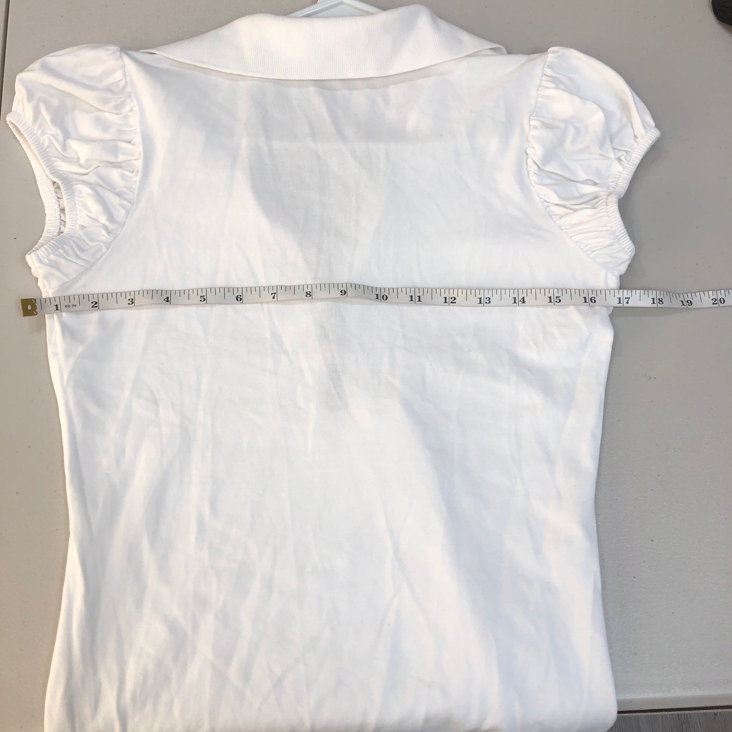 Burberry Puff Short Sleeve Polo Jersey Top Size S White