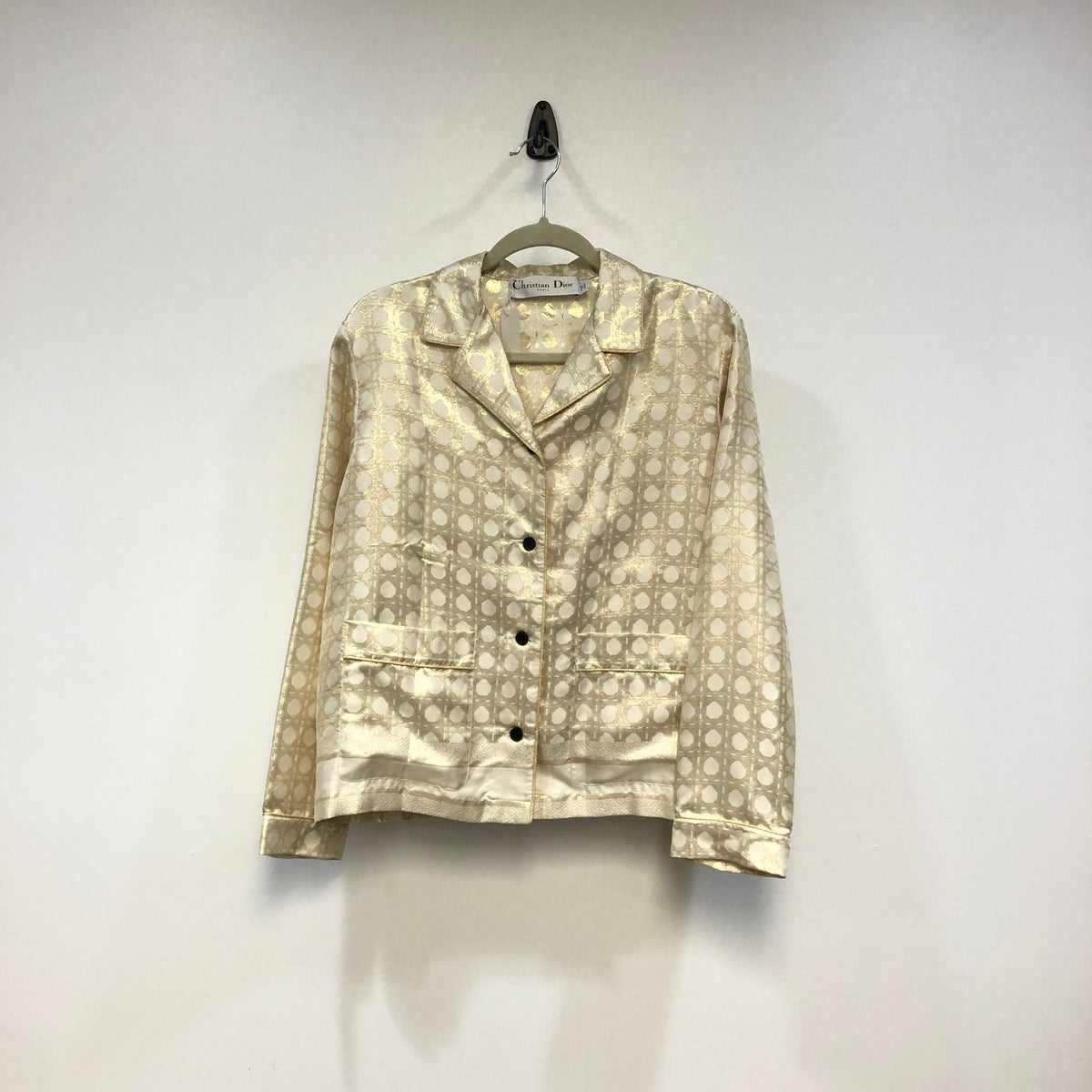 Christian Dior Gold & Beige Two Piece Shirt Wide Leg Pant Set