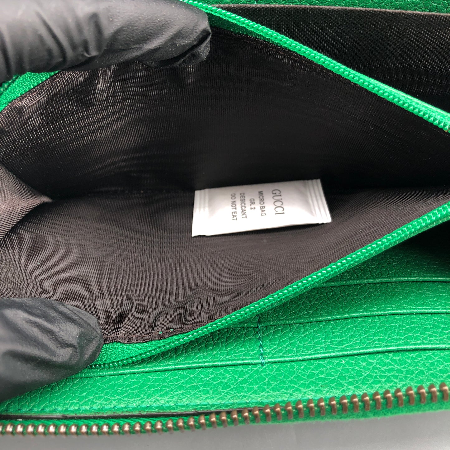 Gucci Green Grain Leather Full Zip Around Long Wallet
