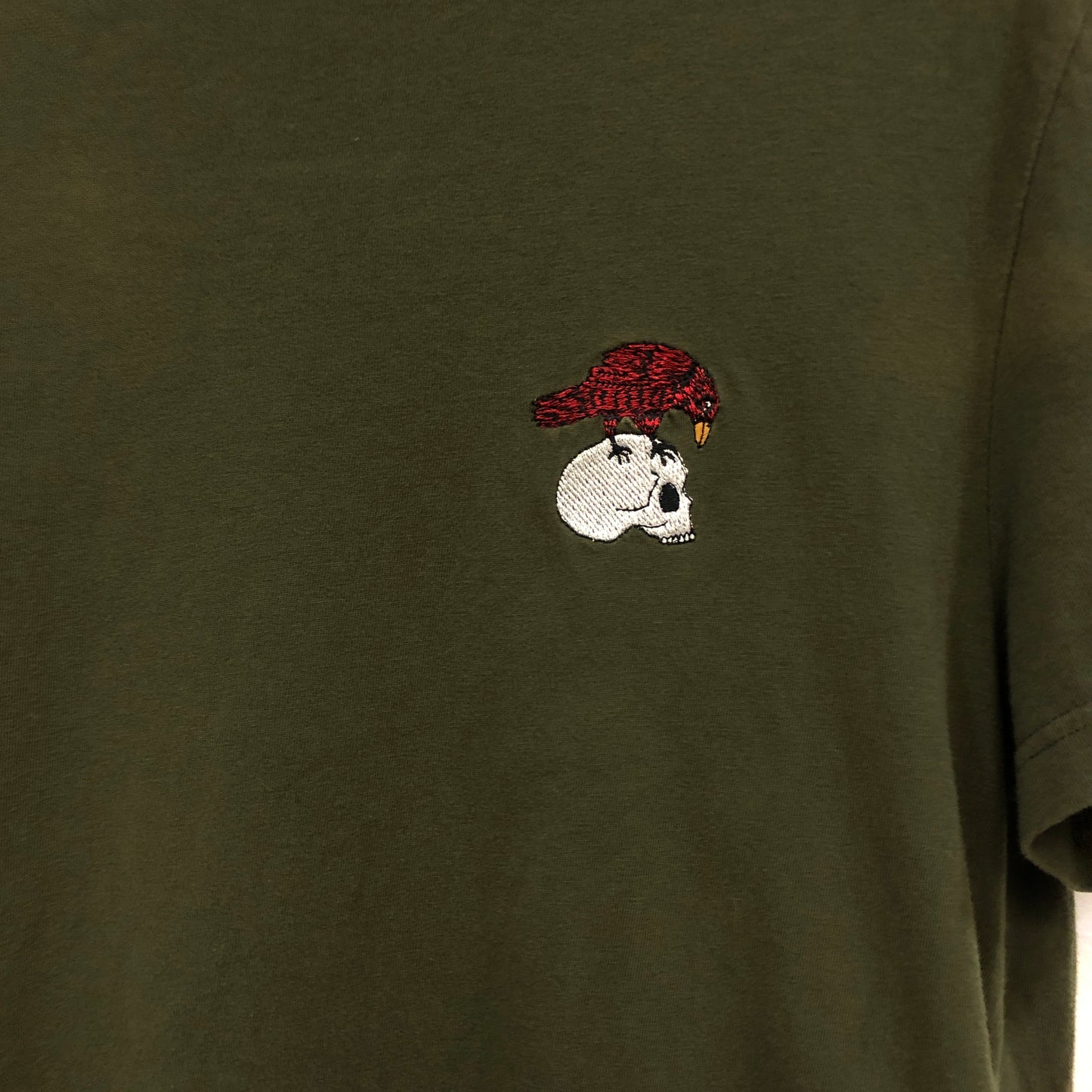 Alexander McQueen Dark Green Skull Embroidered T-Shirt Size M