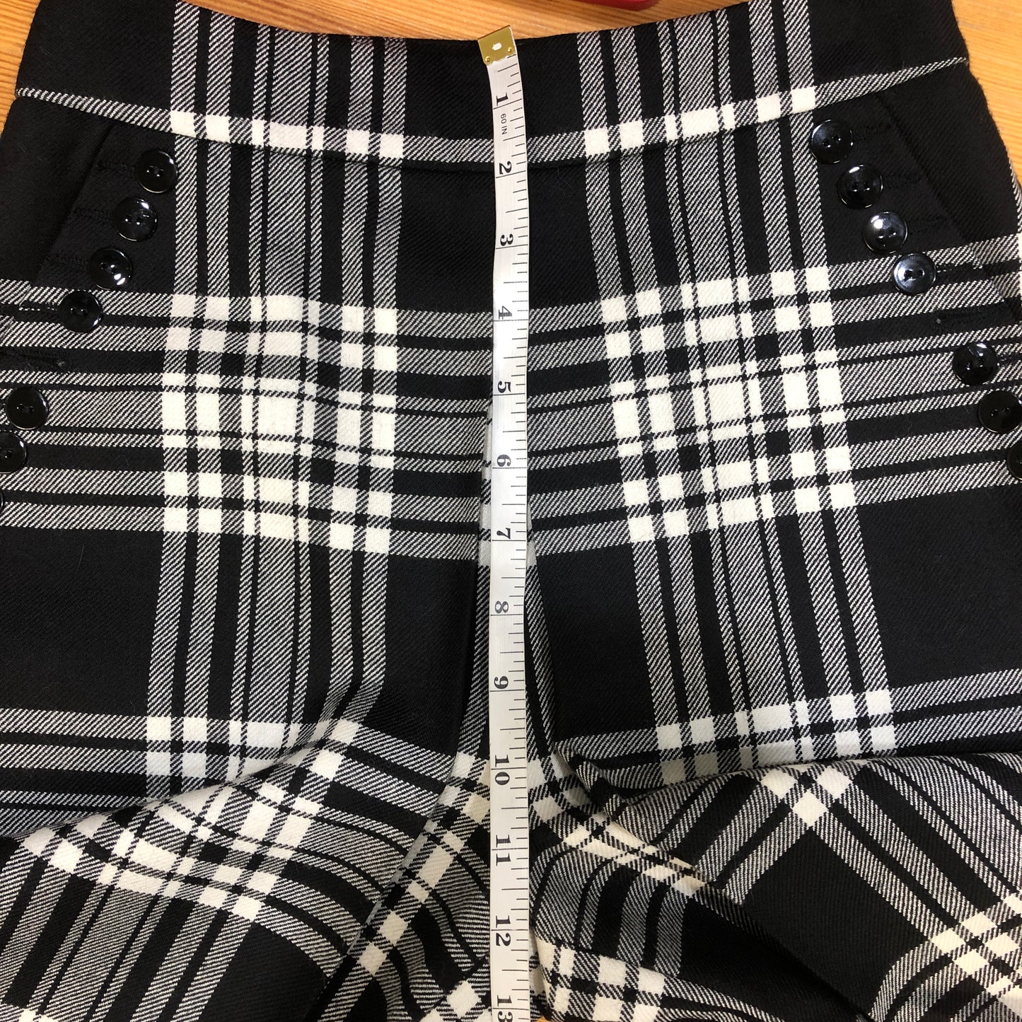 Alexander Wang Black & White Plaid Wide Leg Cropped Pants Size 0
