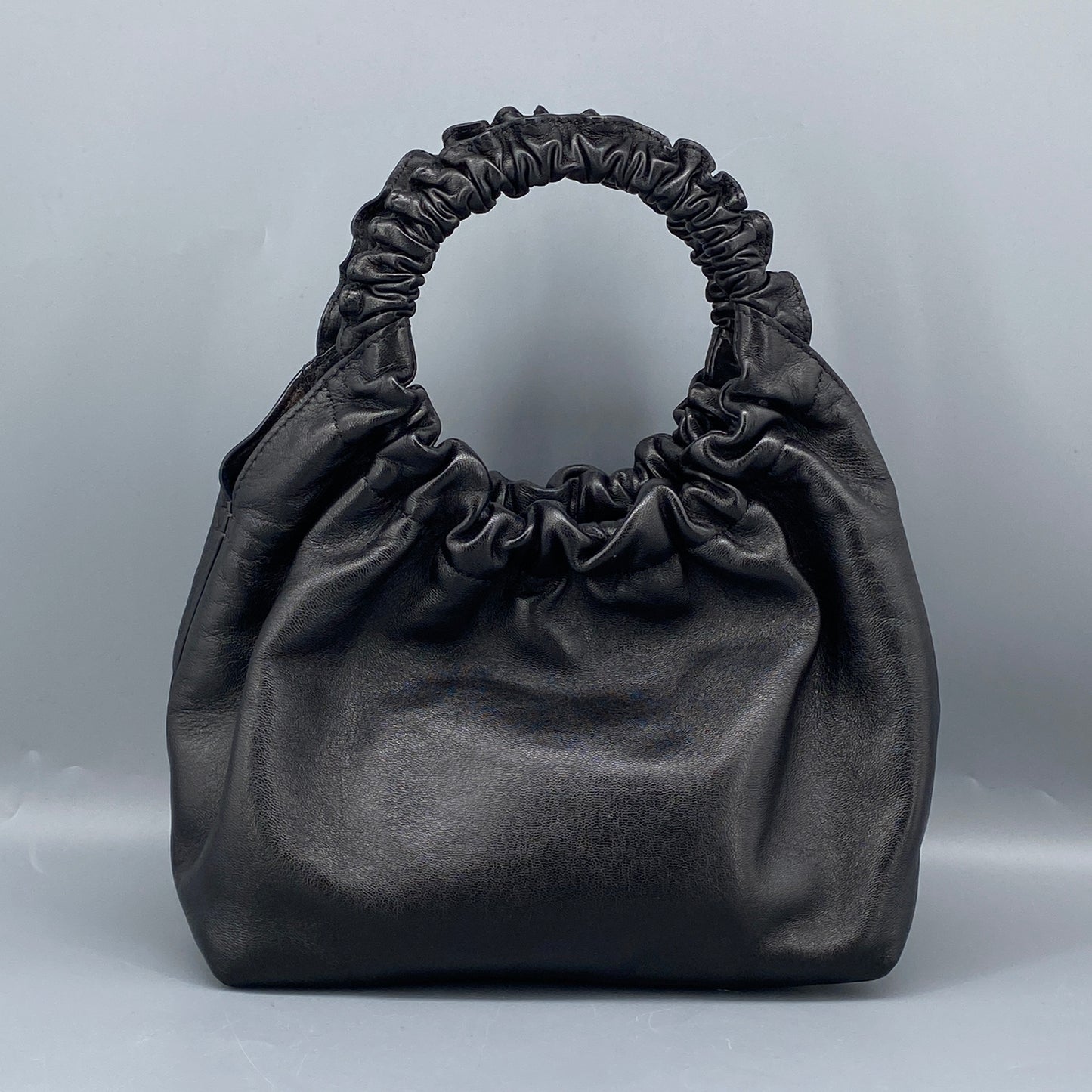The Row Double Circle Bag Soft Black Leather Shoulder Bag
