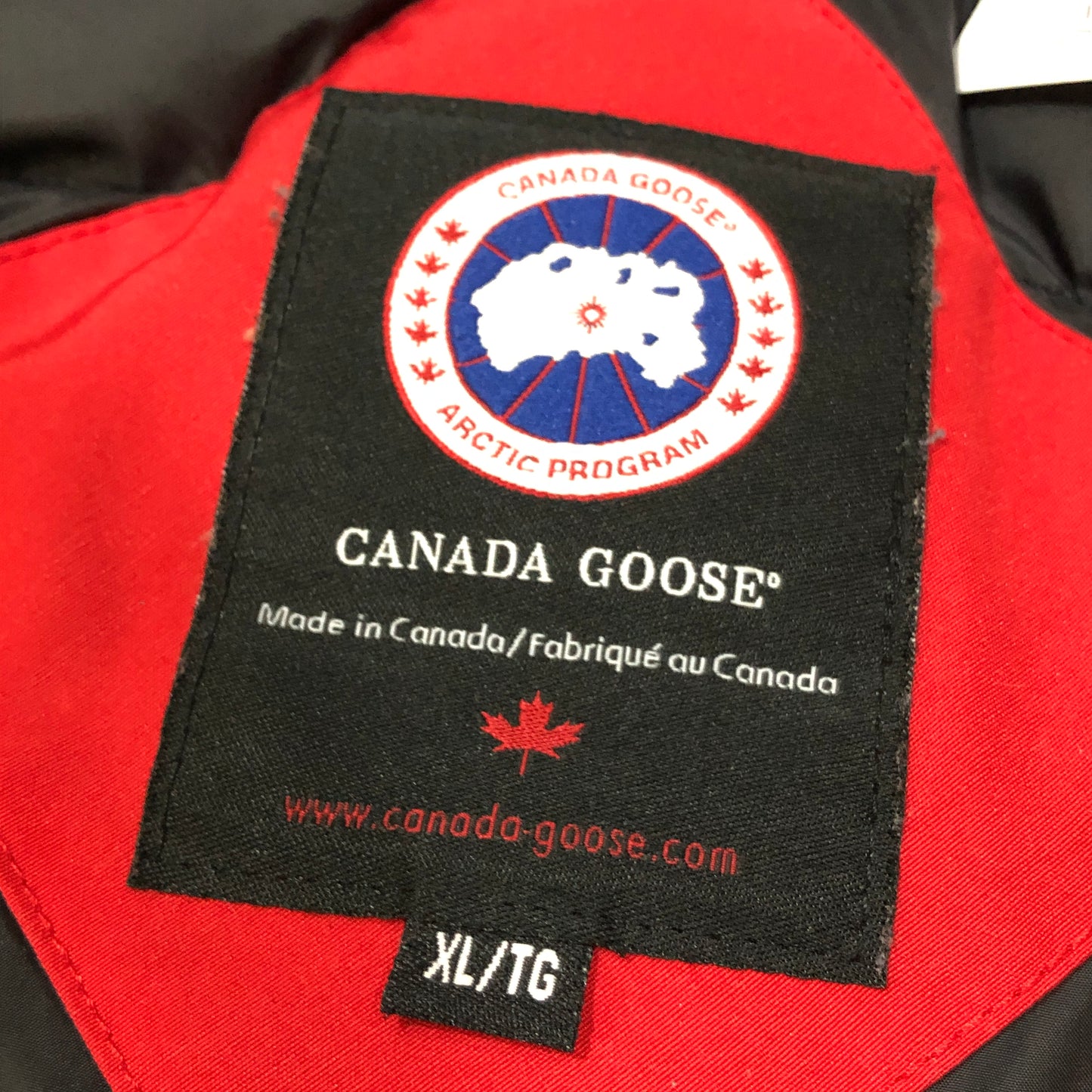 Canada Goose Red Fur Trim Hooded Bomber Jacket Size XL