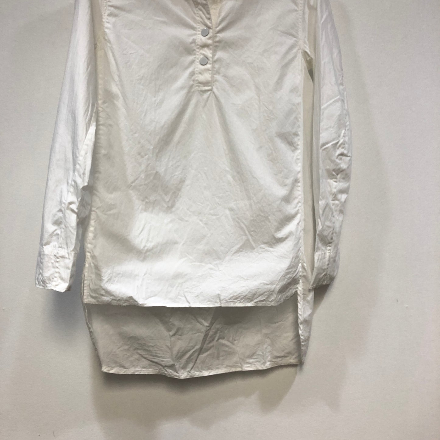 Sandro White Ruffled Collar Half-Placket Long Sleeve Blouse Size 1