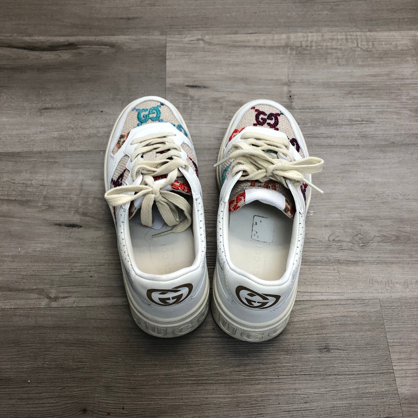 Gucci Ace GG Supreme Canvas Web Sneaker Shoes 36 White Blue Red