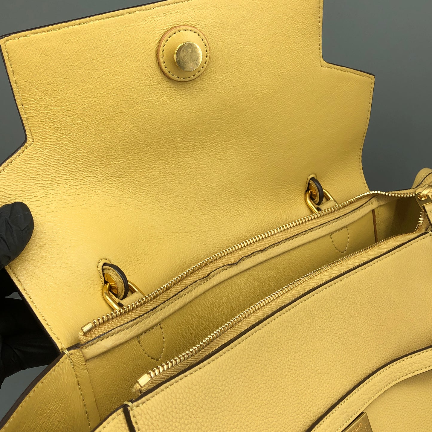 Celine Yellow Grained Calfskin Leather Medium Belt Bag