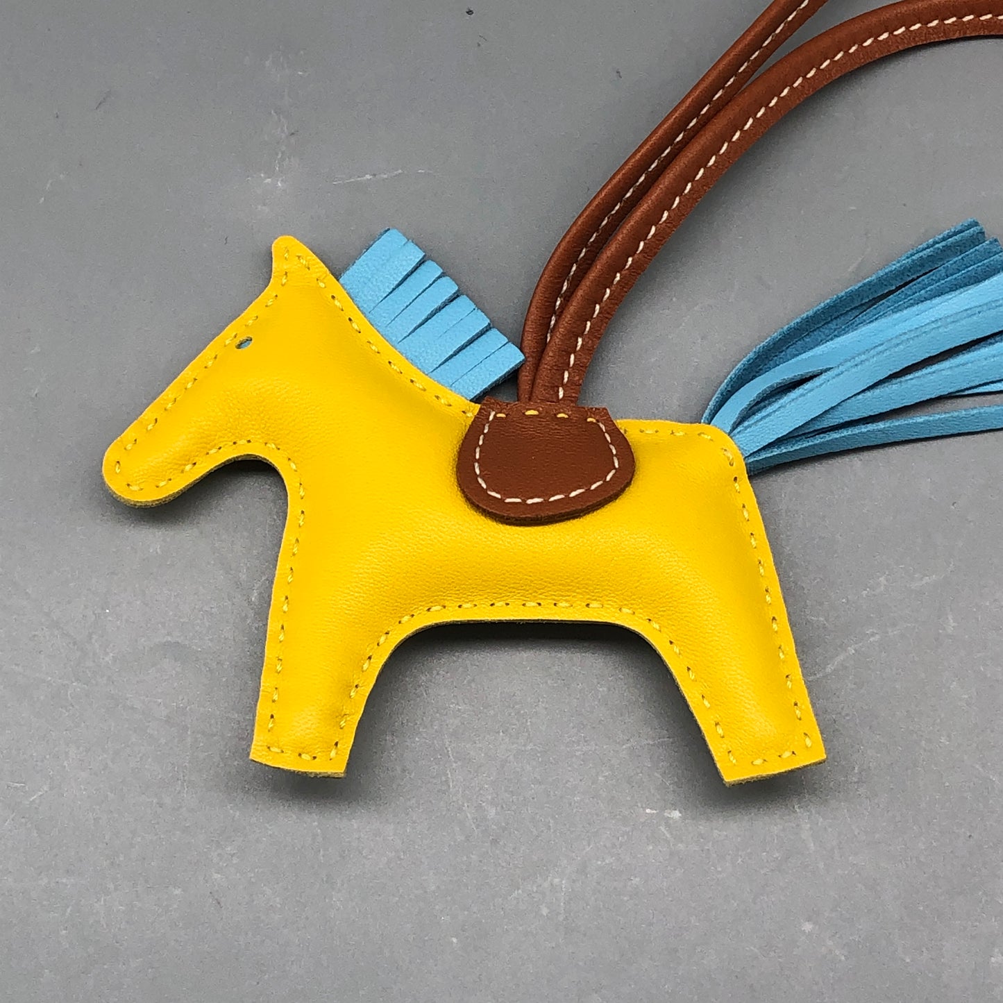 Hermes Rodeo Horse Bag Charm Yellow/Blue