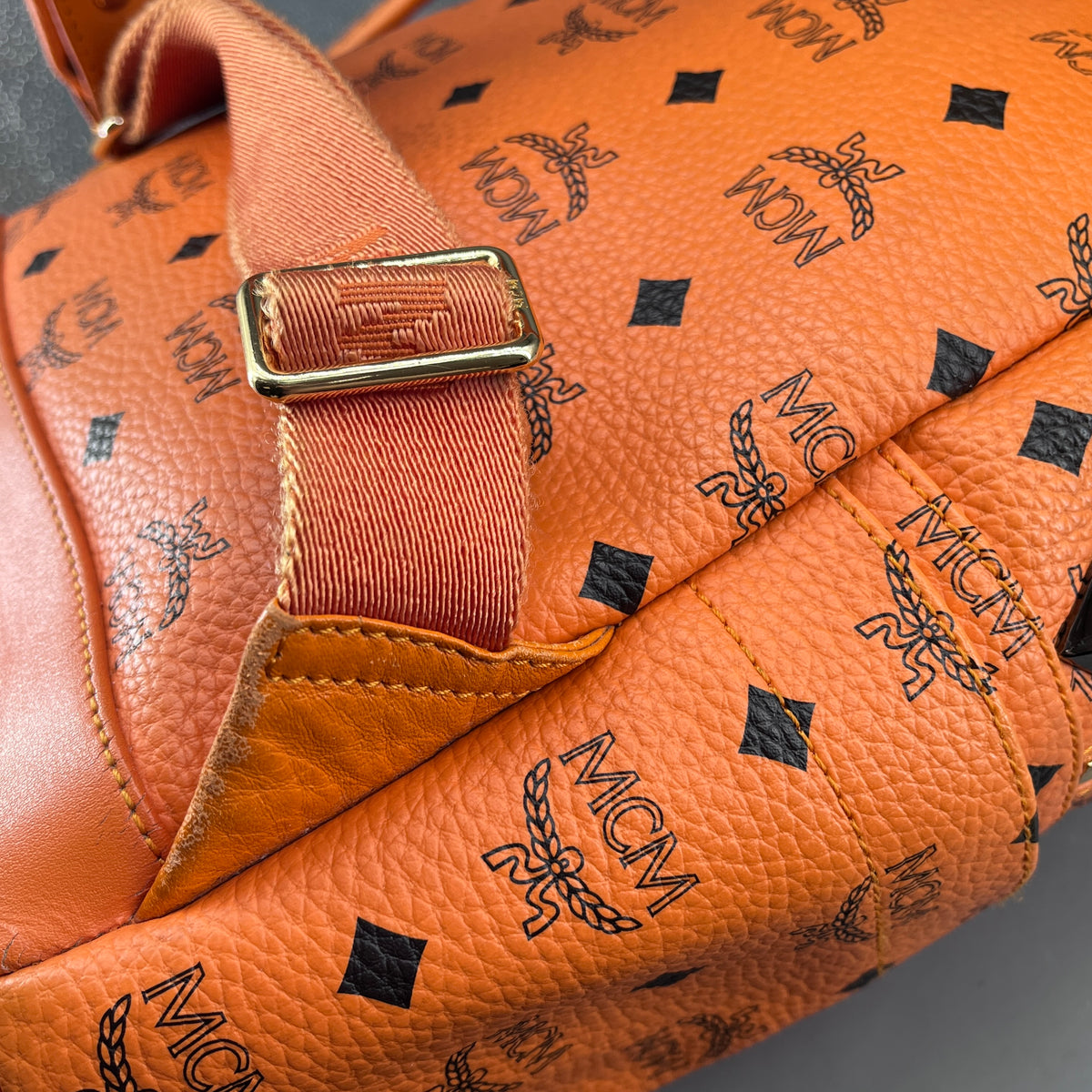 MCM Orange Visetos Backpack