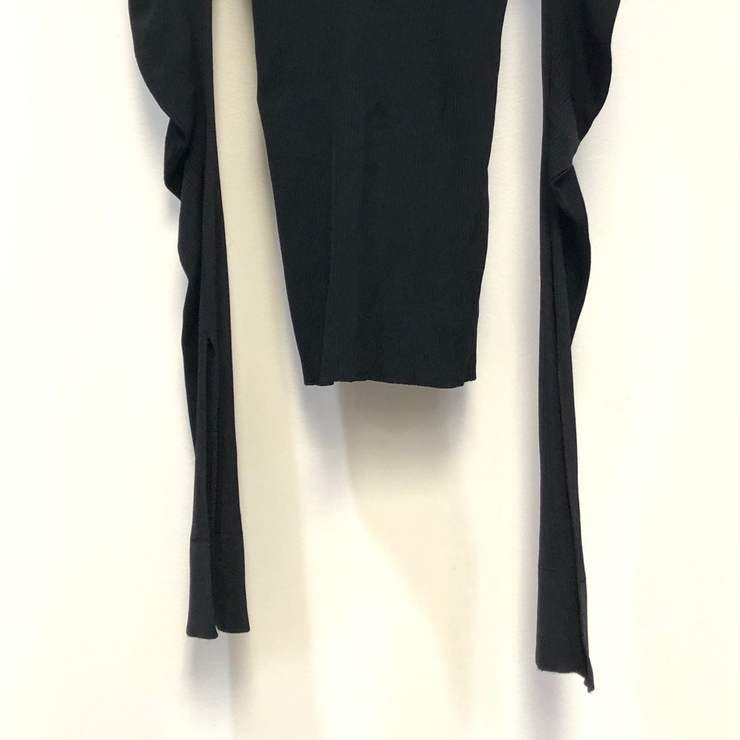 Alexander Wang Black Ribbed Knit Deep V Long Sleeve Top Size M
