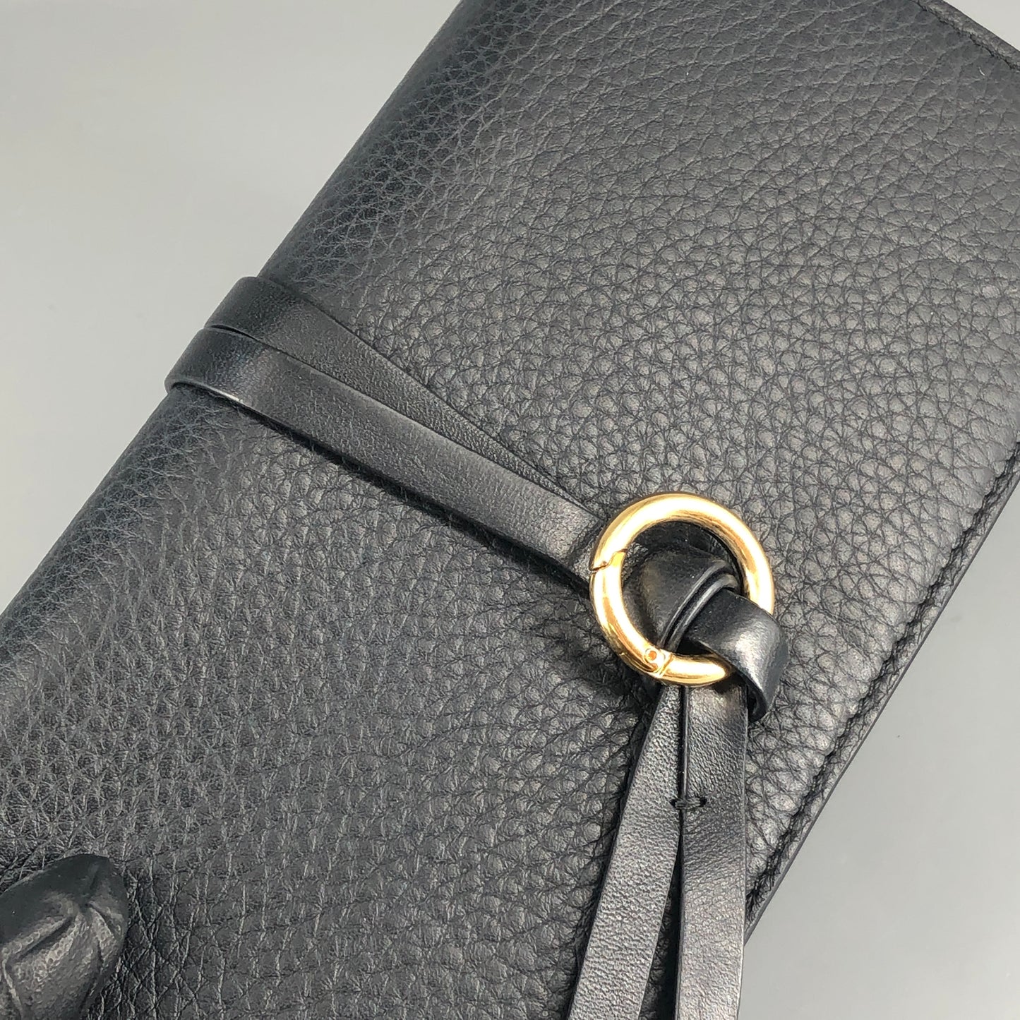 Chloe Faye Grain Leather Flap Long Wallet Black