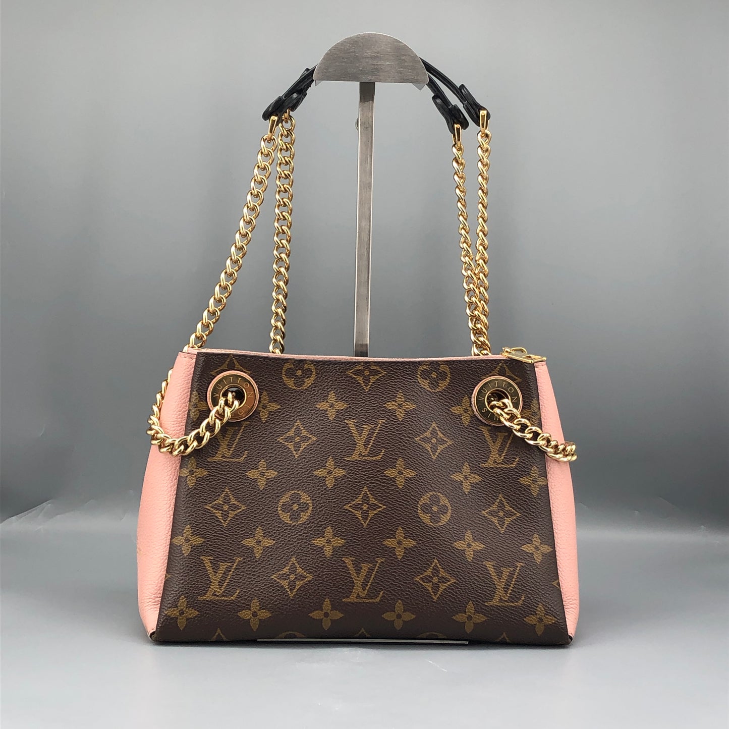 Louis Vuitton Brown Monogram & Pink Leather Chain Shoulder Bag