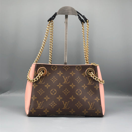 Louis Vuitton Brown Monogram & Pink Leather Chain Shoulder Bag