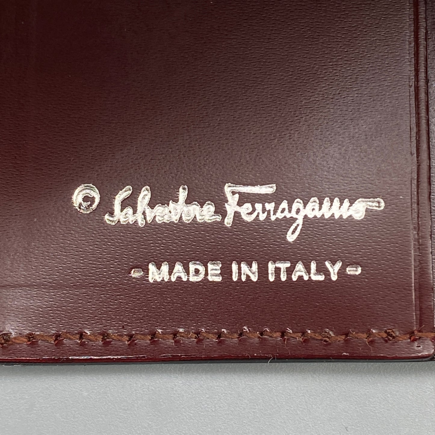 Ferragamo Reddish-Brown Leather Key Case
