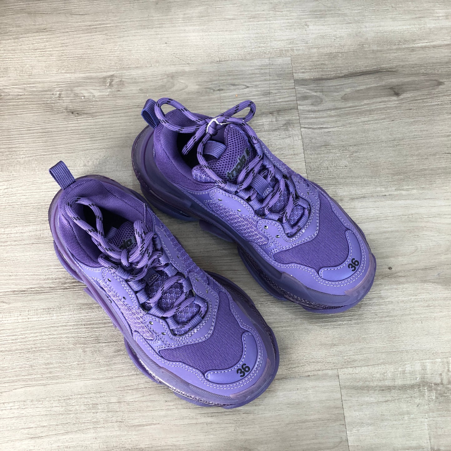 Balenciaga Women's Triple S Leather-Free Mesh Chunky Sneakers Size 36 Dark Purple
