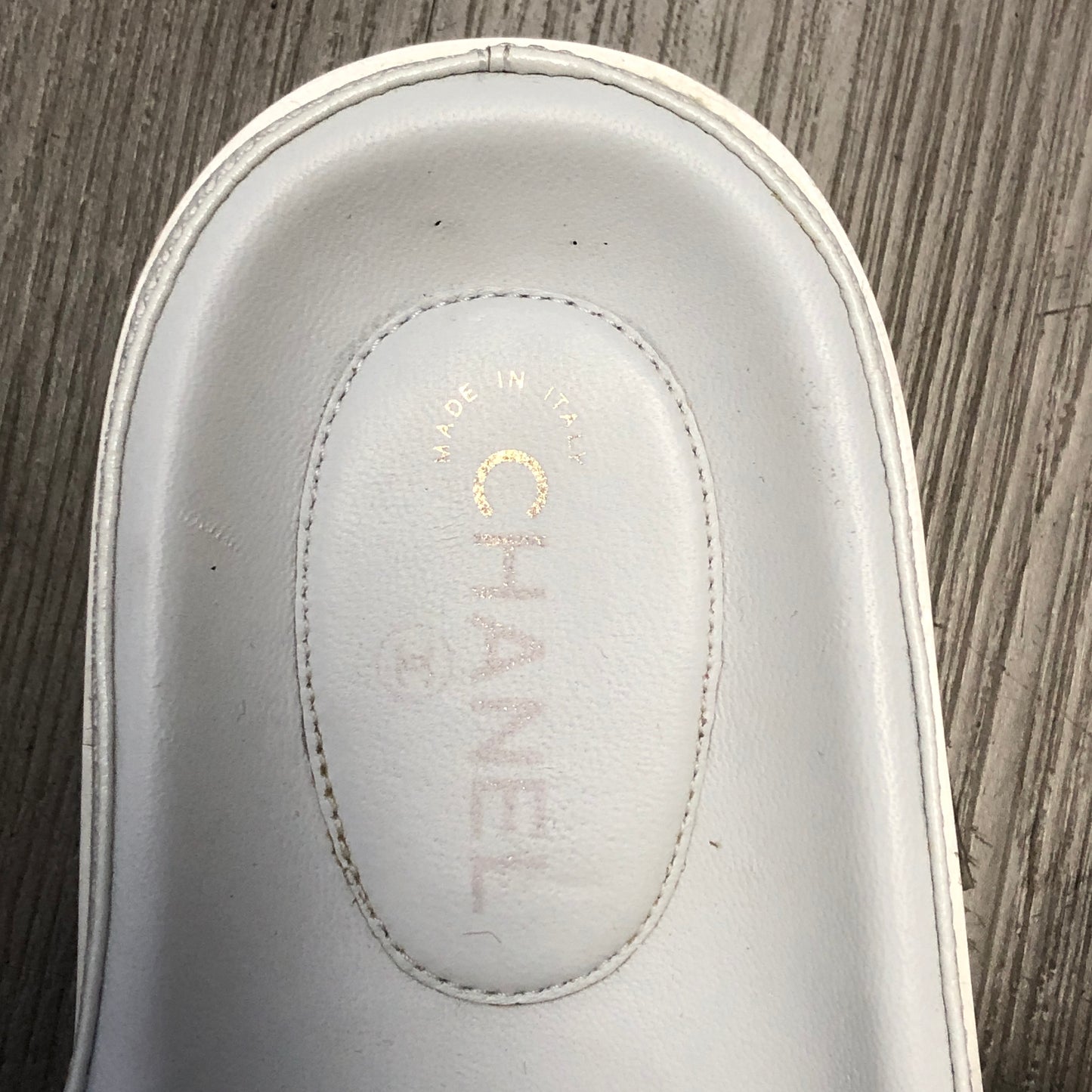 Chanel Women's Caviar Leather Interlocking CC Double Strap Slide Sandal Shoes 38 White
