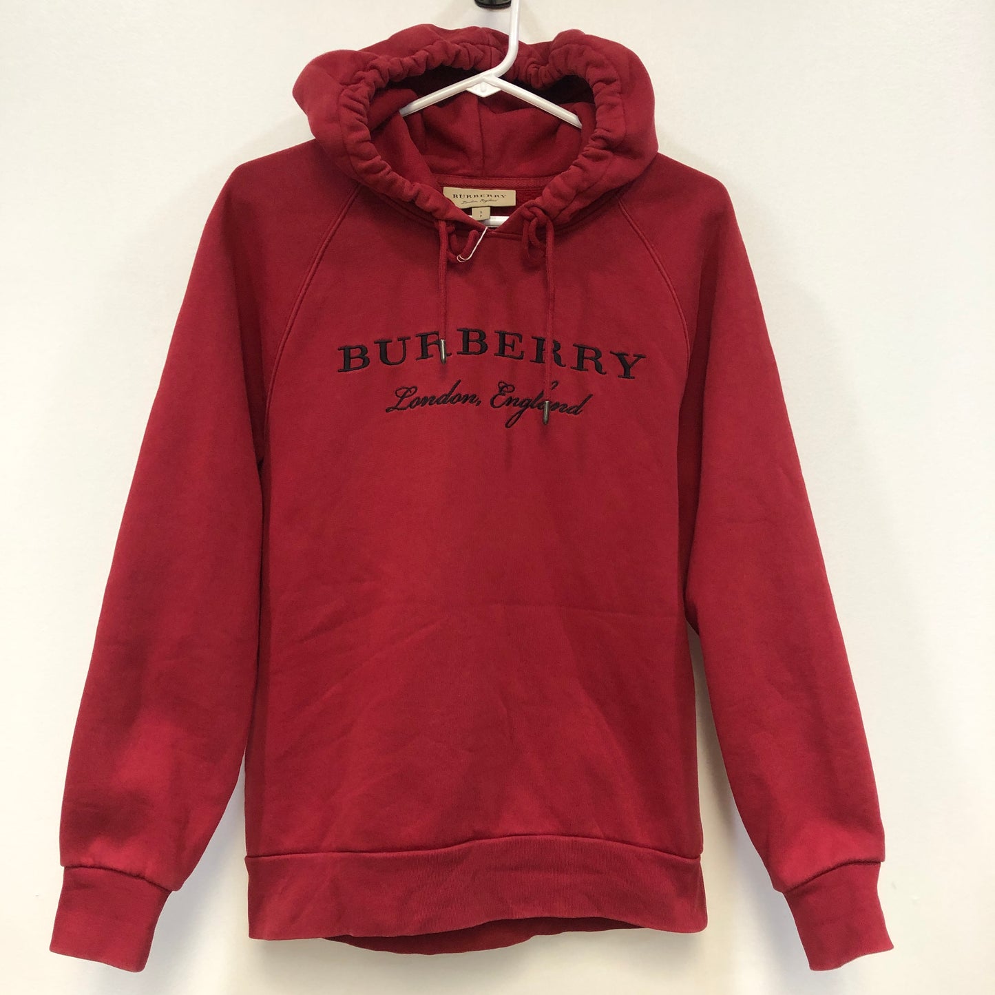Burberry Burgundy Logo Print Hoodie Size S