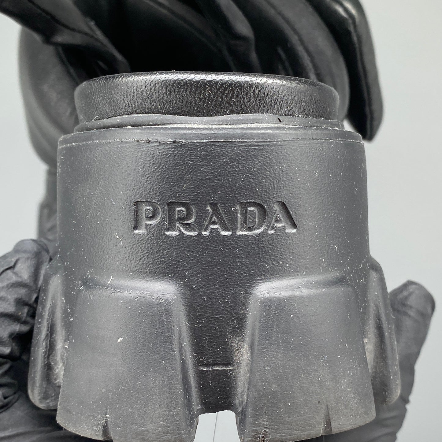 Prada Women's Black Leather Cross Strap Lug Sole Back Strap Platform Sandals Size 38