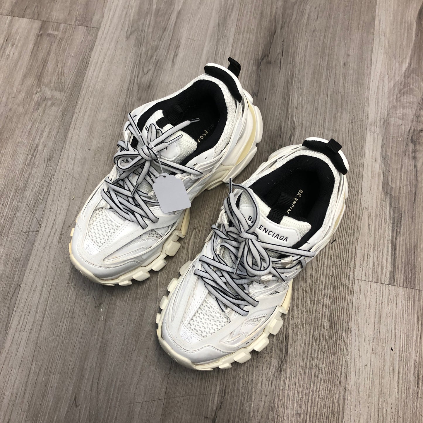 Balenciaga Women's Triple S Mesh Leather Chunky Platform Sneaker Shoes 36 White