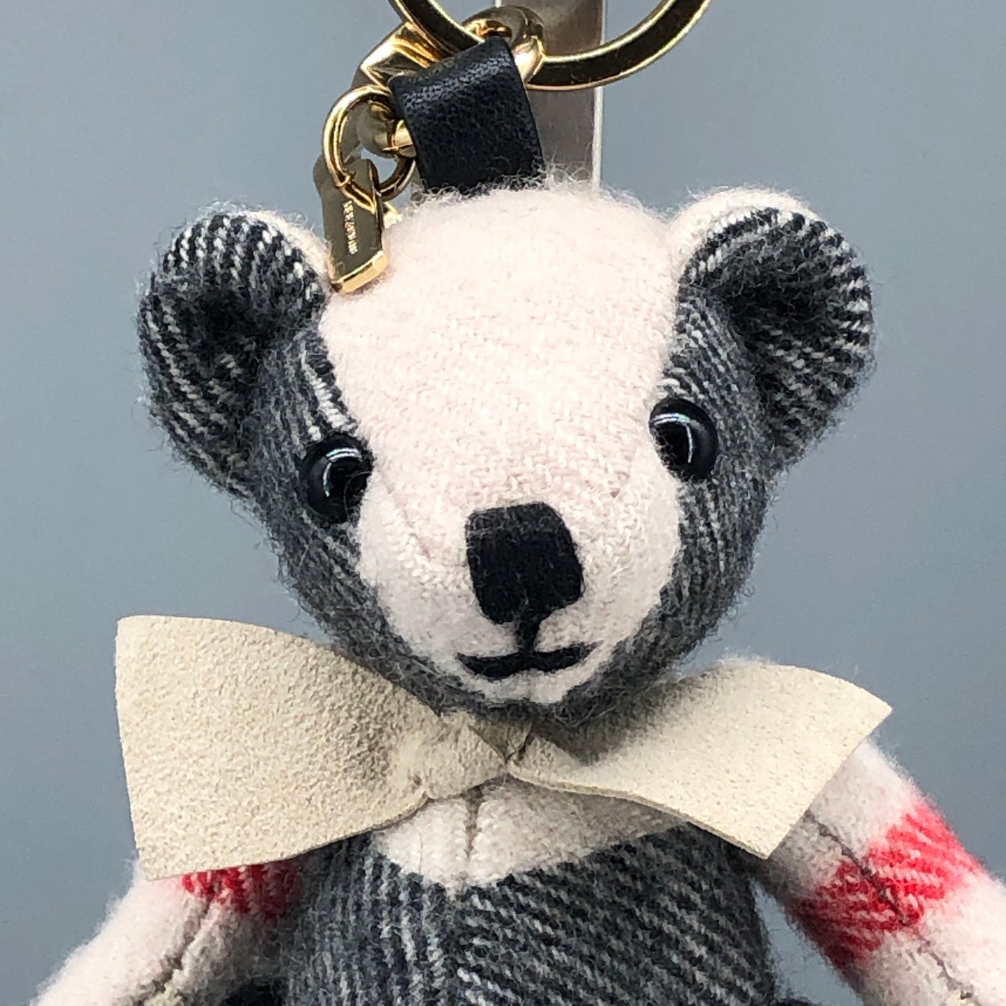 Burberry Vintage Check Thomas Bear Bag Charm Keychain Beige Grey