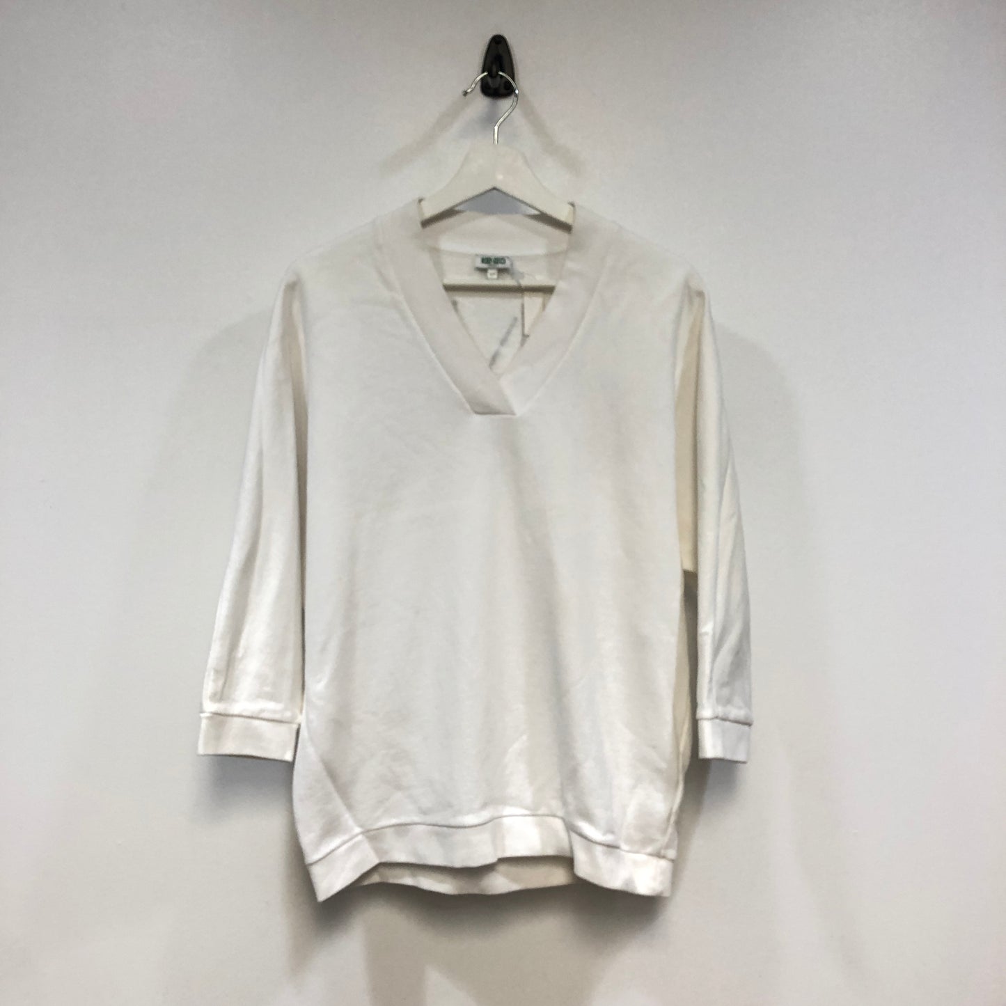 Kenzo White V-Neck 3/4 Sleeve Logo T-Shirt Size S