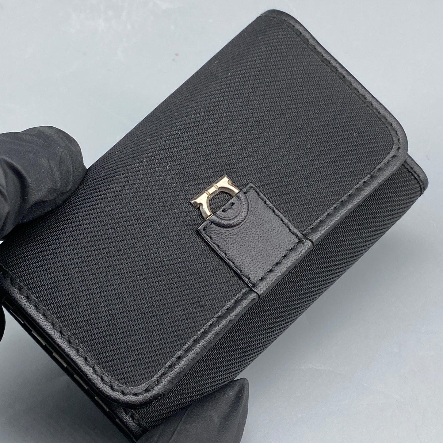 Ferragamo Black Canvas Key Case