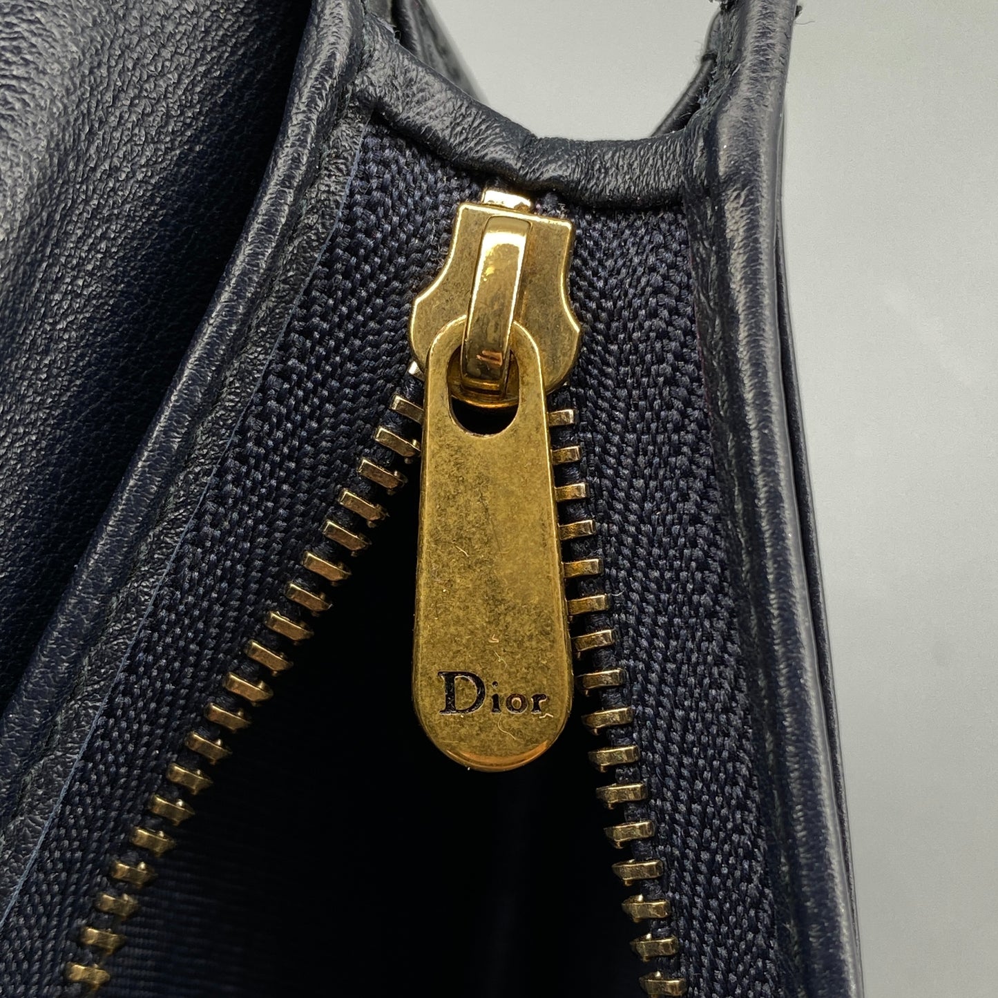 Christian Dior Oblique Saddle Compact Wallet Navy/Grey