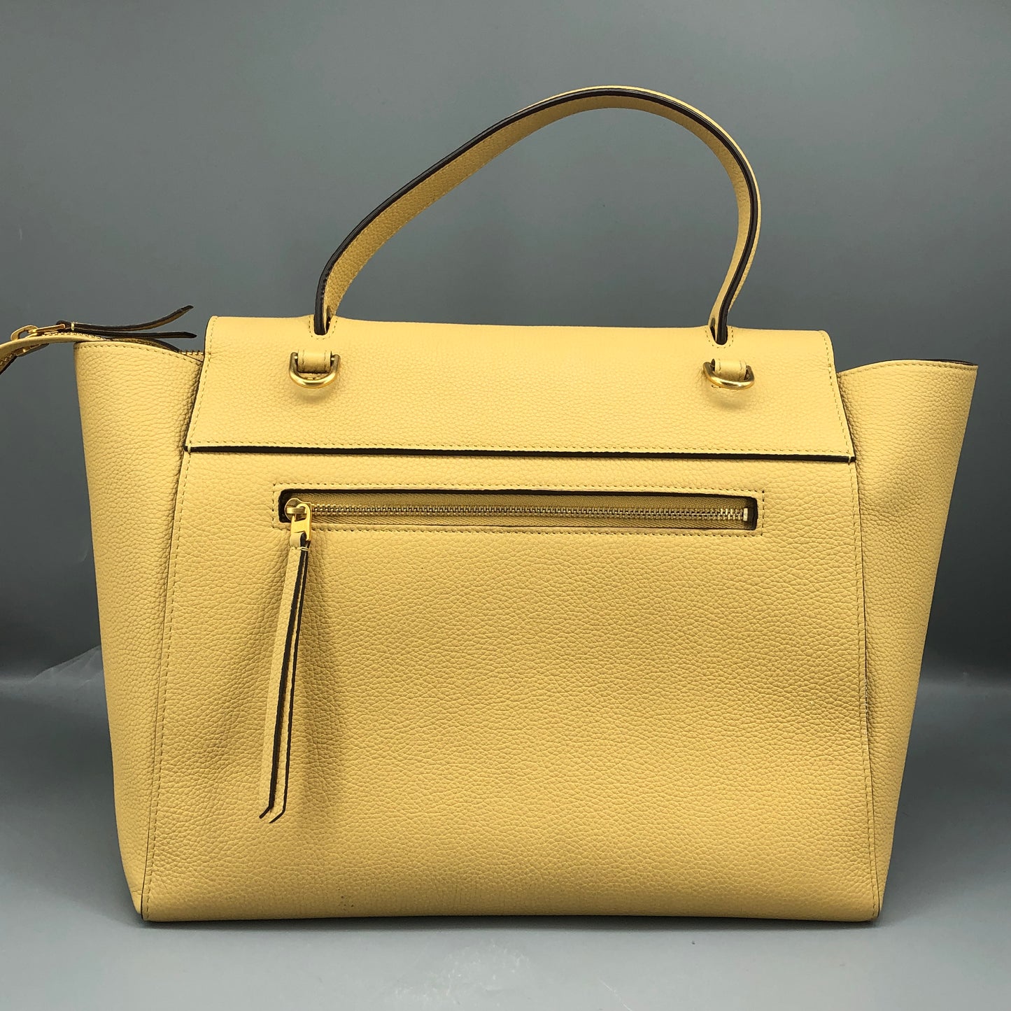 Celine Yellow Grained Calfskin Leather Medium Belt Bag