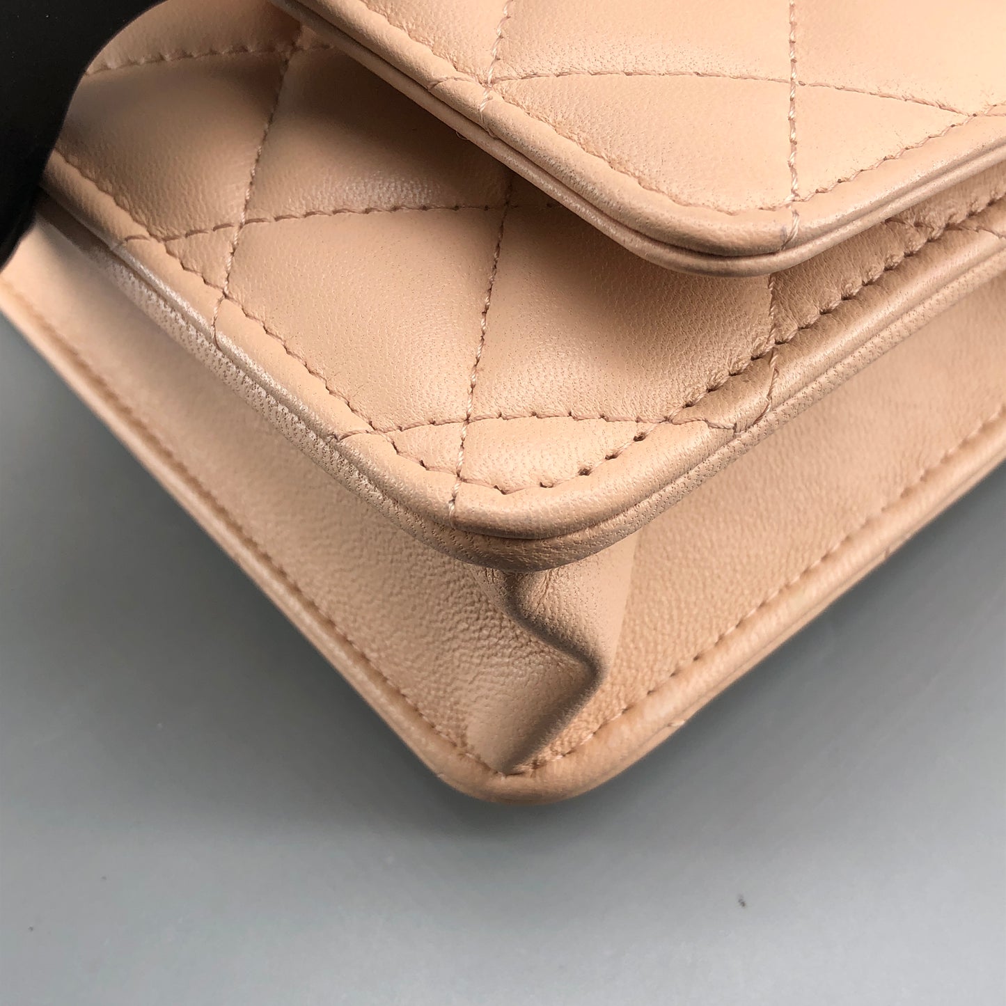 Chanel Nude Lambskin Quilted CC Camellia Crush Wallet on Chain WOC