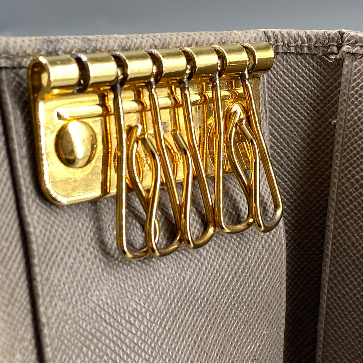Prada Grey Saffiano Leather Key Wallet
