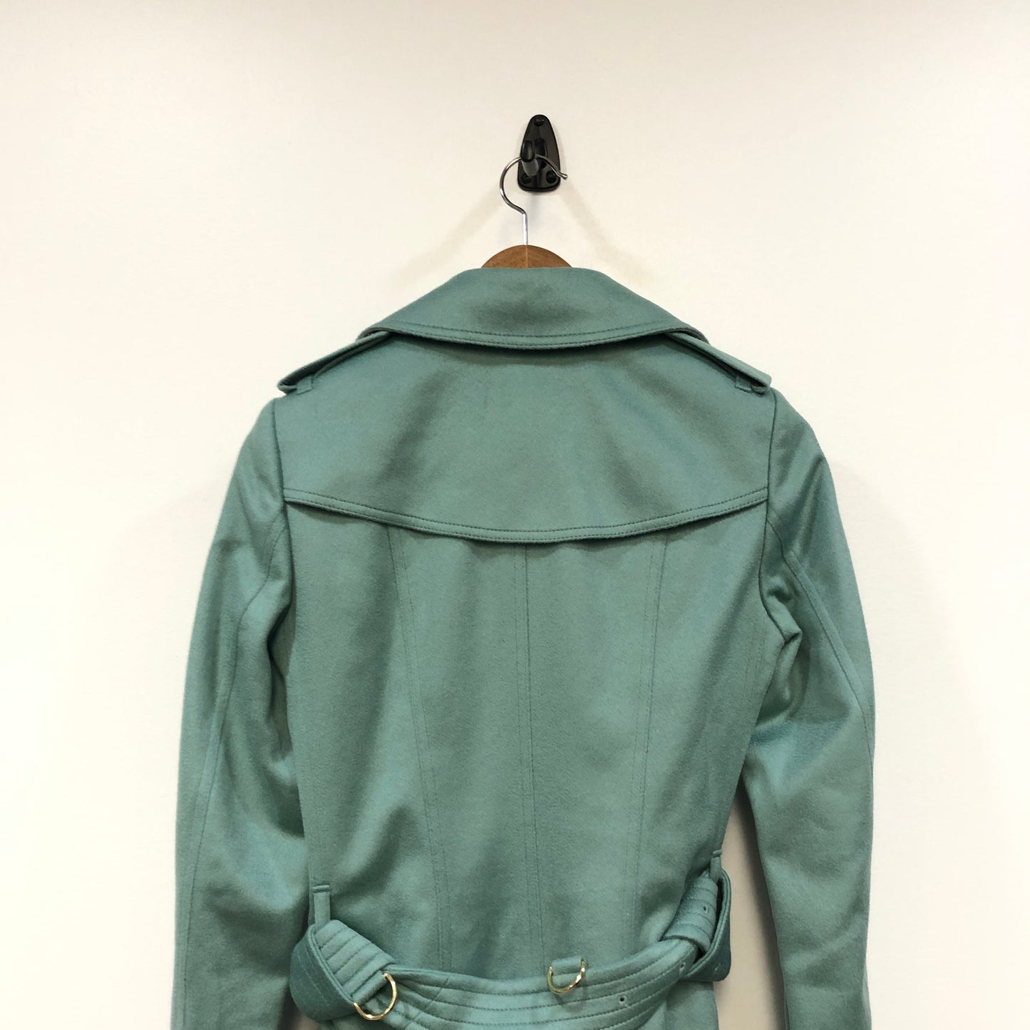 Burberry The Sandringham Tiffany Blue Cotton Trench Coat Size UK 6